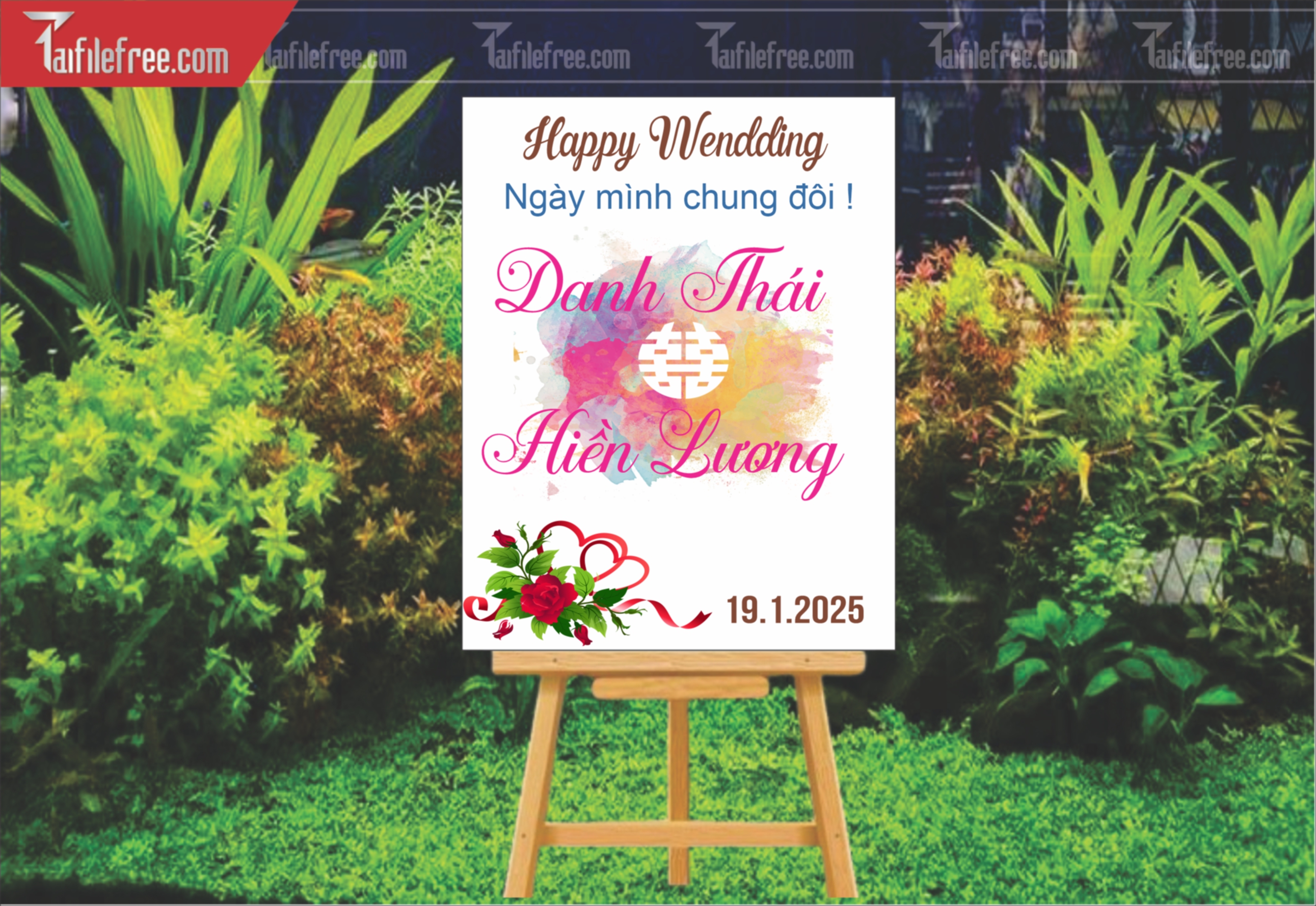 File Thiết Kế Bảng Welcome Tiệc Cưới BC66
