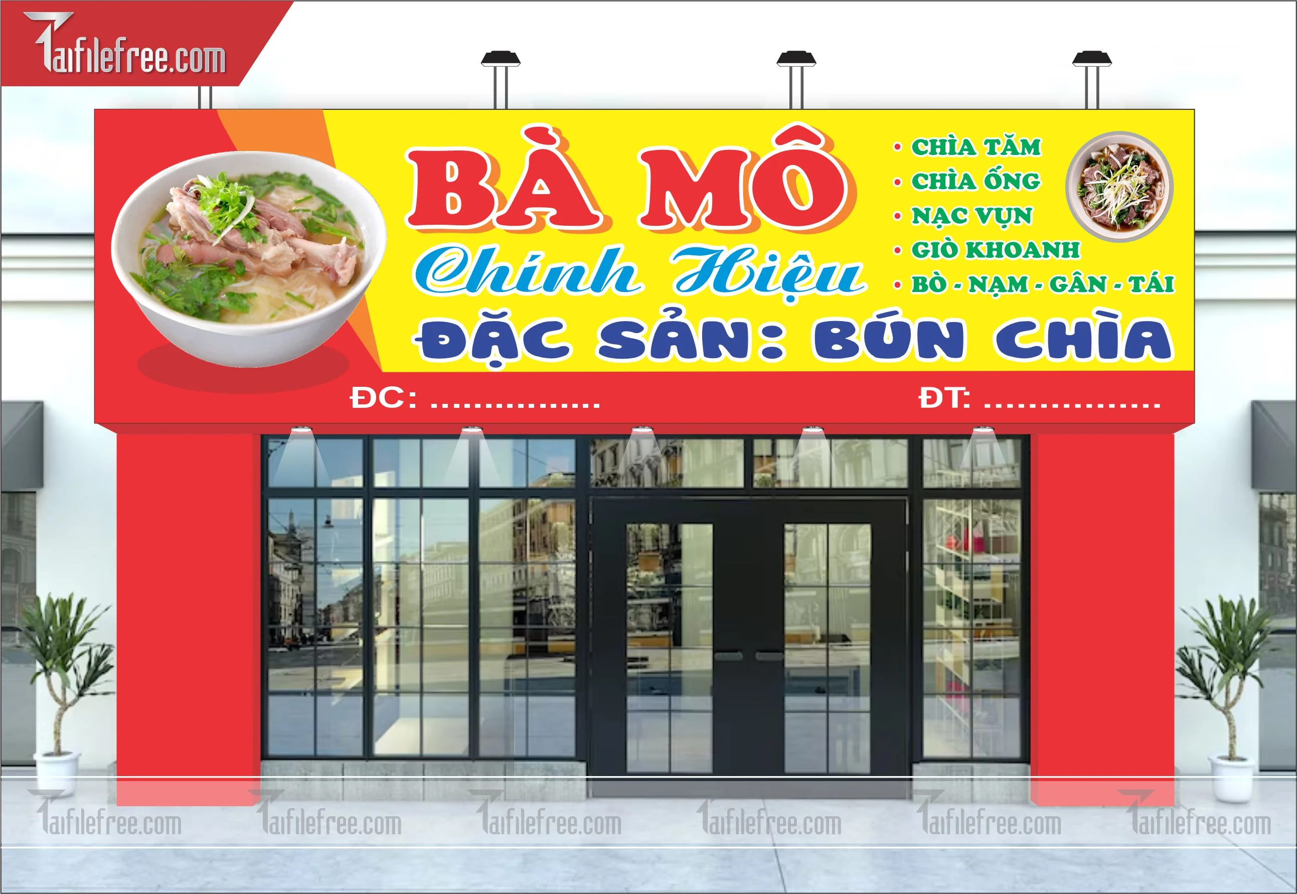 Biển Hiệu, Bảng Quảng Cáo Cửa Hàng, Quán Bún, Food, Quán Ăn_BH61