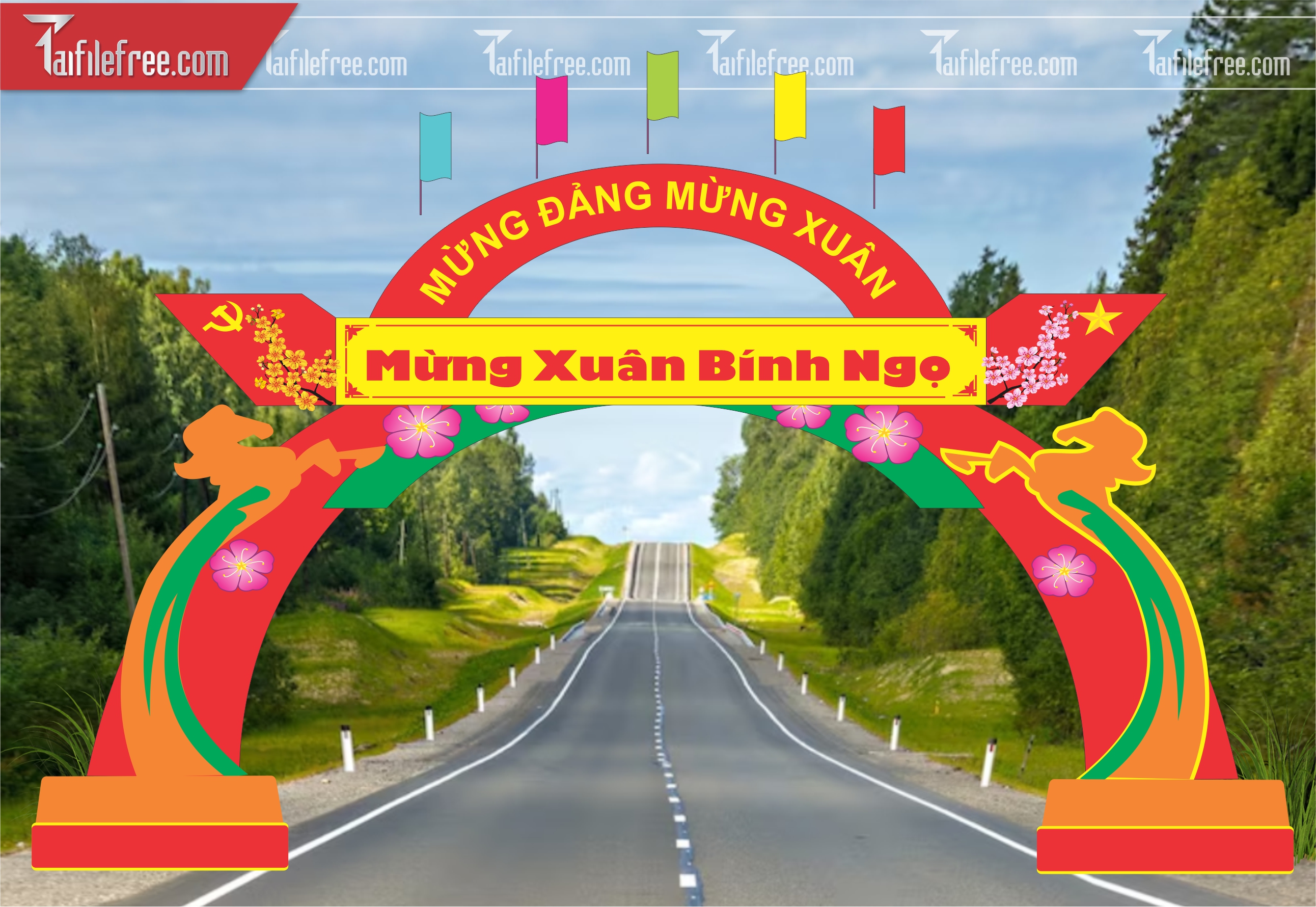 Mẫu Cổng Chào Trang Trí Tết, Mừng Đảng Mừng Xuân_CT50