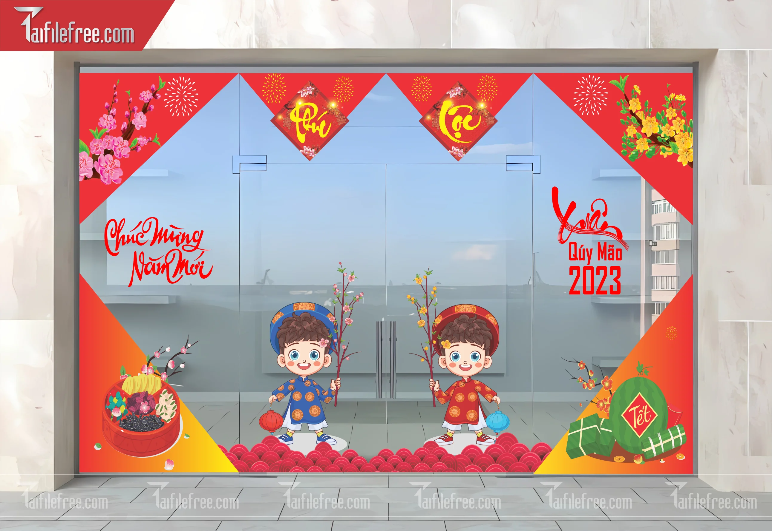 Dcan Dán Cửa Kính Trang Trí Tết DKT06