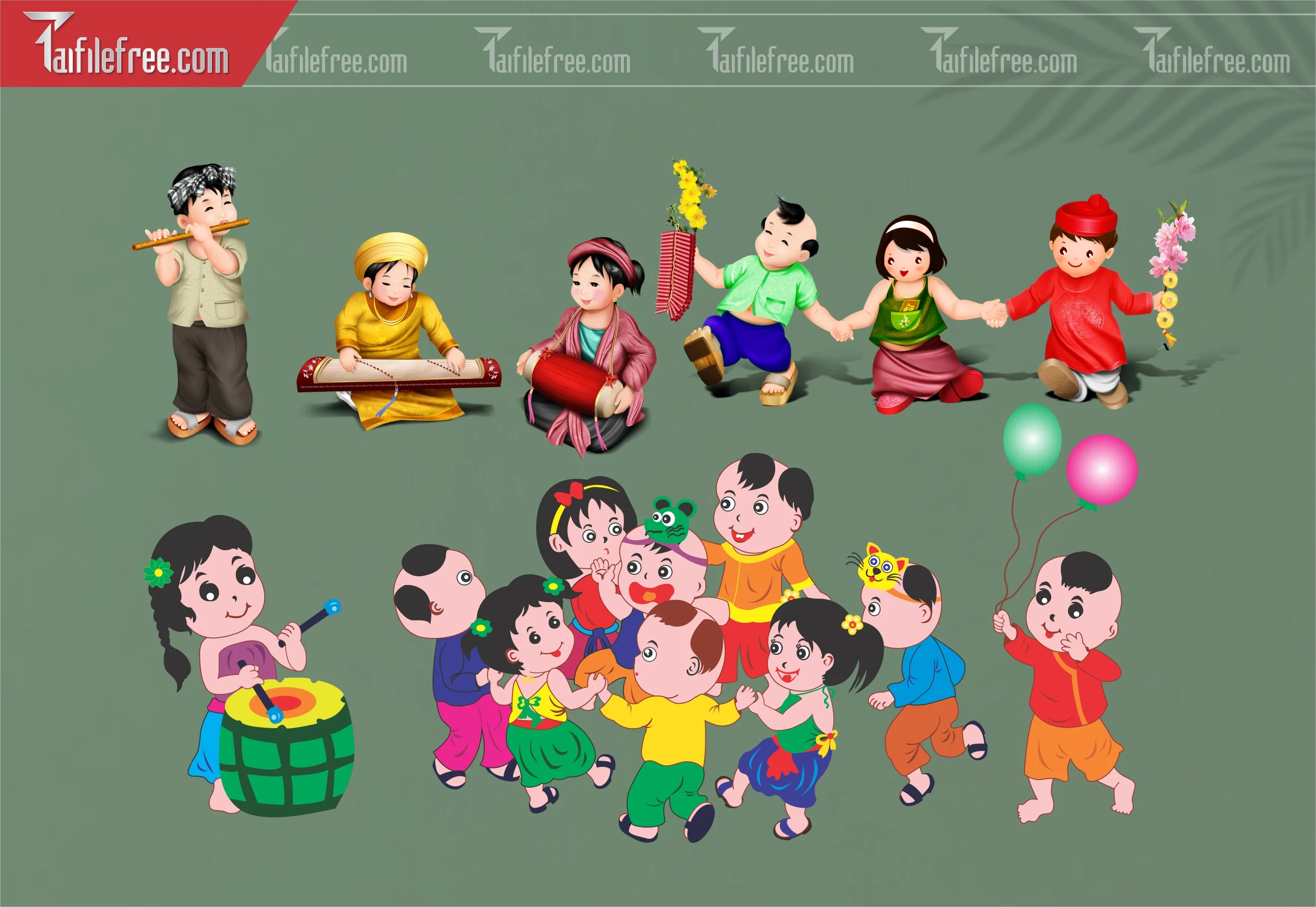 Dữ Liệu, Họa Tiết Tết, Dưa Hấu, Bánh Chưng Tết_DLT24