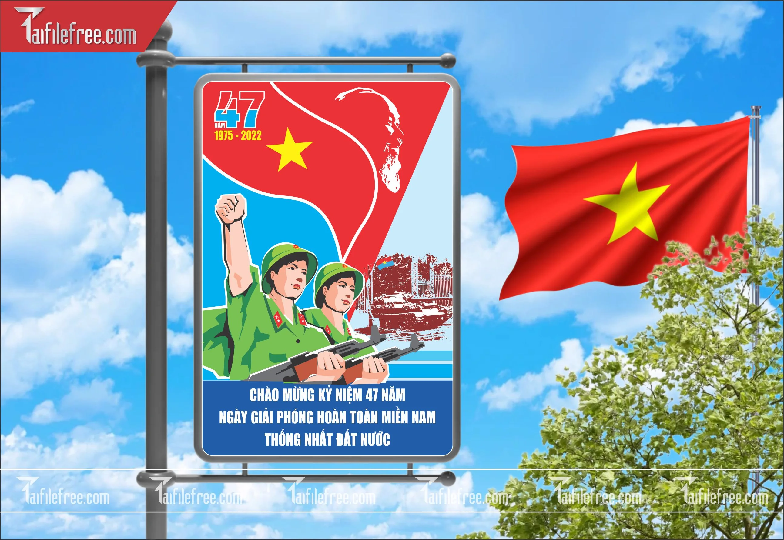 BANNER Trang Trí Giải Phóng Miền Nam 30/4 Vector_GN108