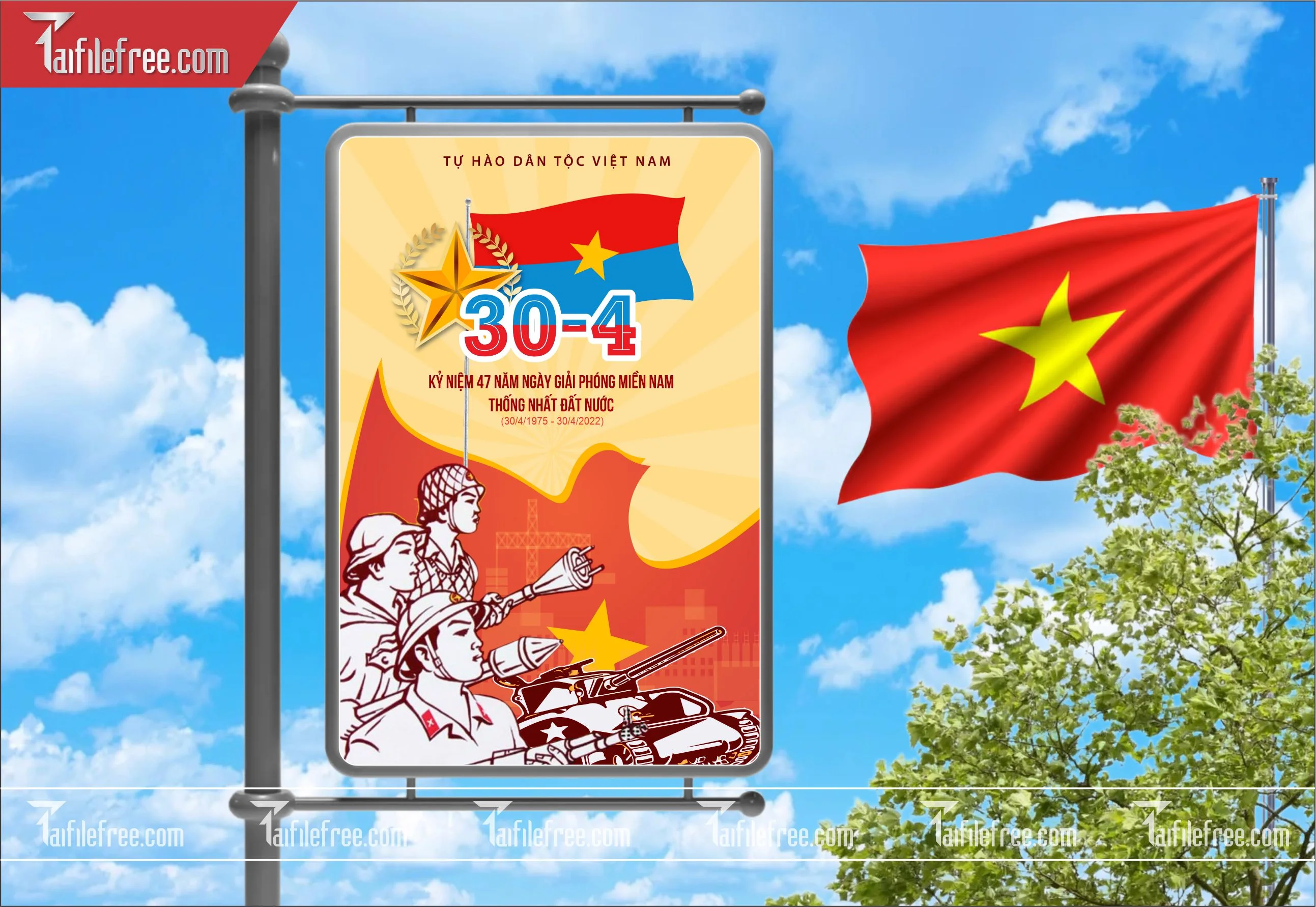 BANNER Trang Trí Giải Phóng Miền Nam 30/4 Vector_GN109