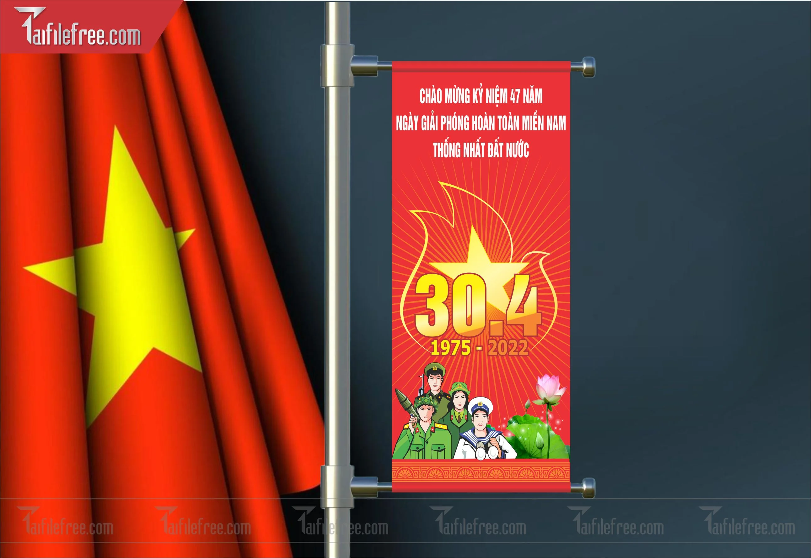 BANNER Trang Trí Giải Phóng Miền Nam 30/4 Vector_GN111