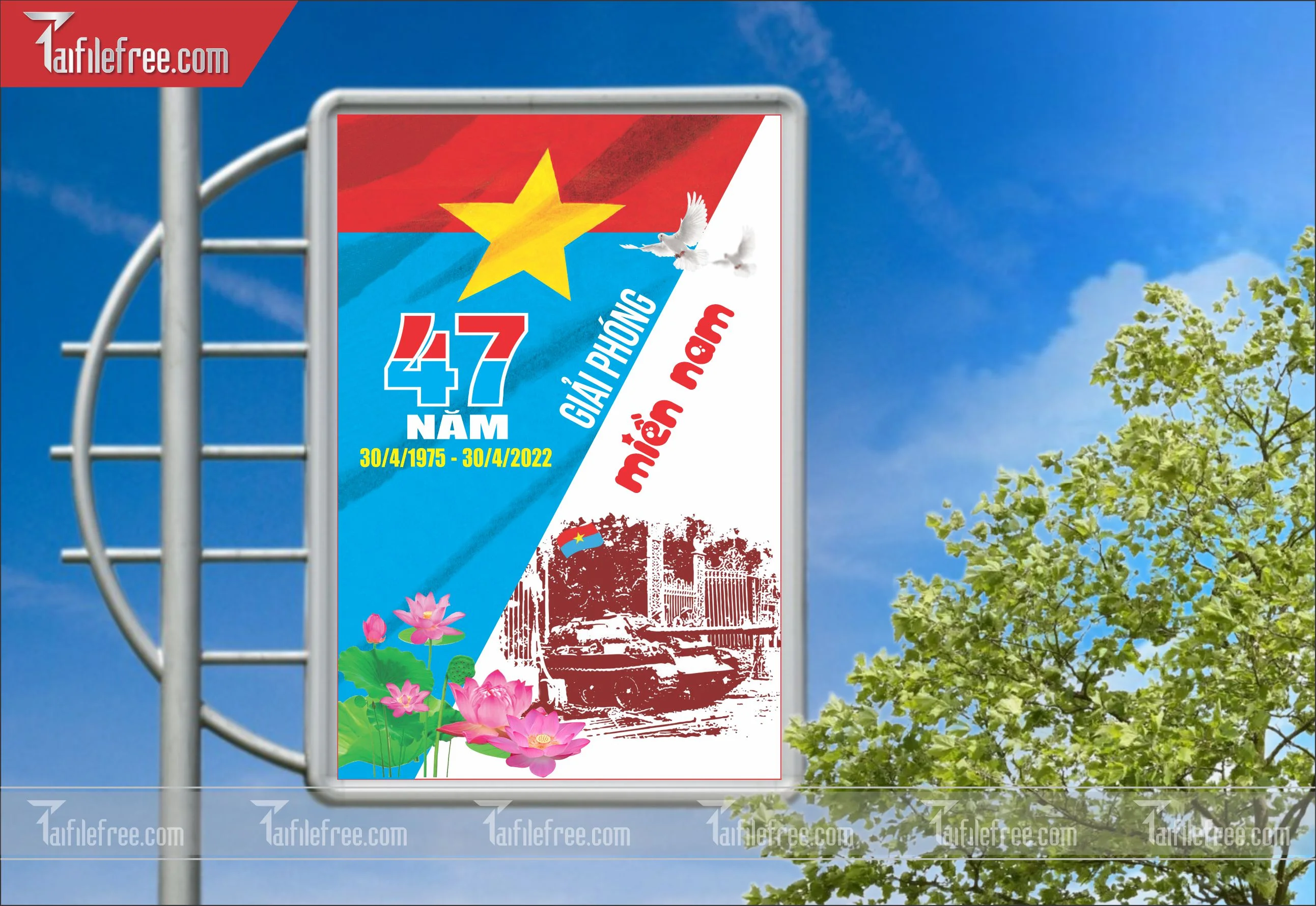 BANNER Trang Trí Giải Phóng Miền Nam 30/4 và Quốc Tế Lao Động 01/5  Vector_GN14