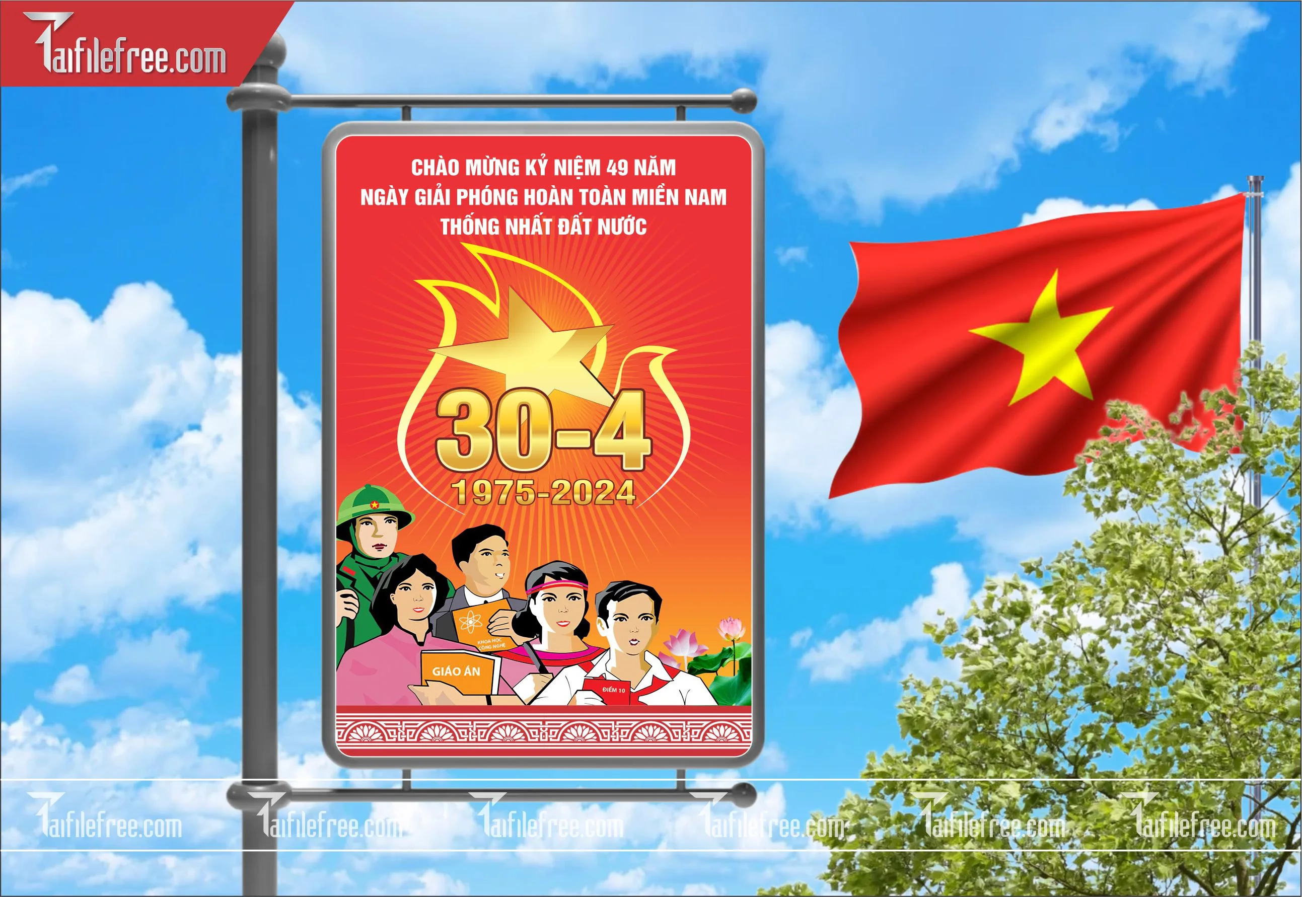 BANNER Trang Trí Giải Phóng Miền Nam 30/4 Vector_GN144