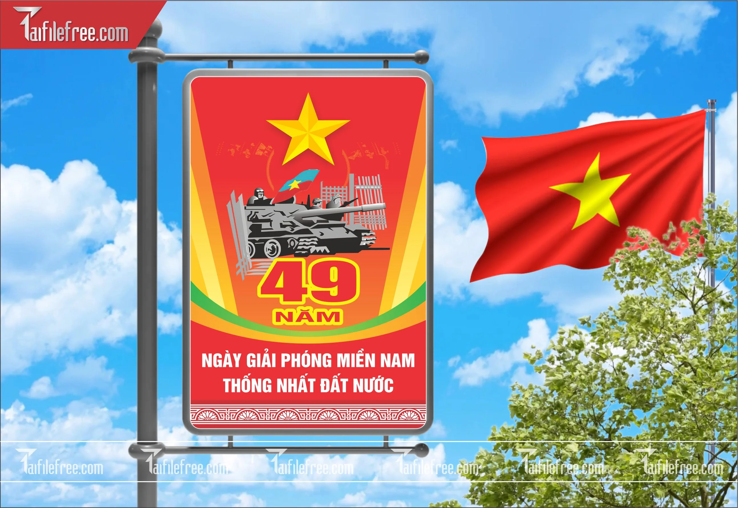 BANNER Trang Trí Giải Phóng Miền Nam 30/4 Vector_GN149