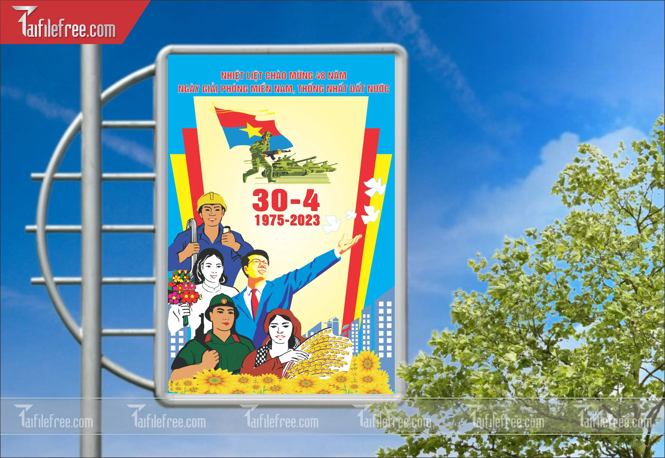 BANNER Trang Trí Giải Phóng Miền Nam 30/4 và Quốc Tế Lao Động 01/5  Vector_GN16
