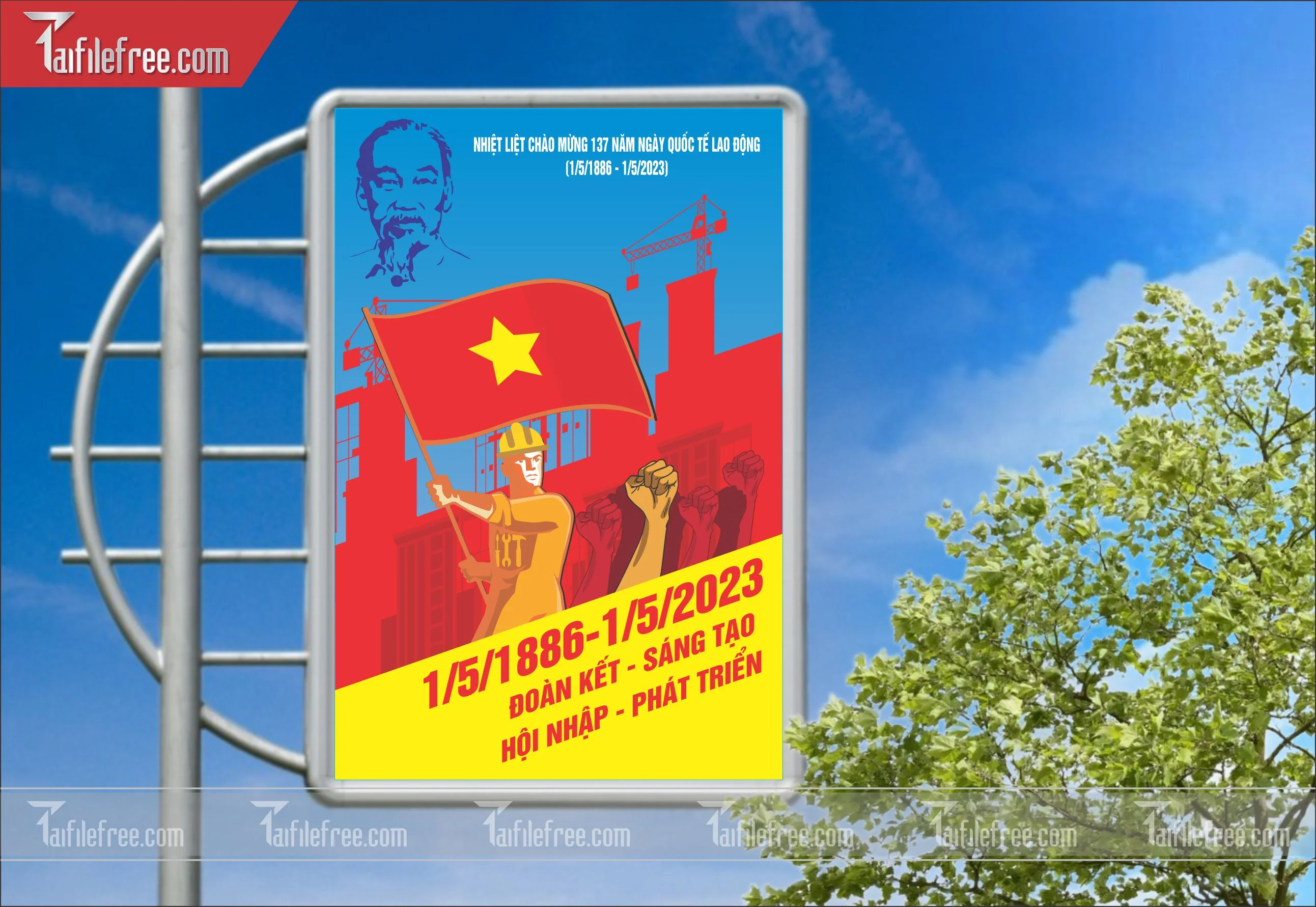 BANNER Trang Trí Giải Phóng Miền Nam 30/4 và Quốc Tế Lao Động 01/5  Vector_GN19