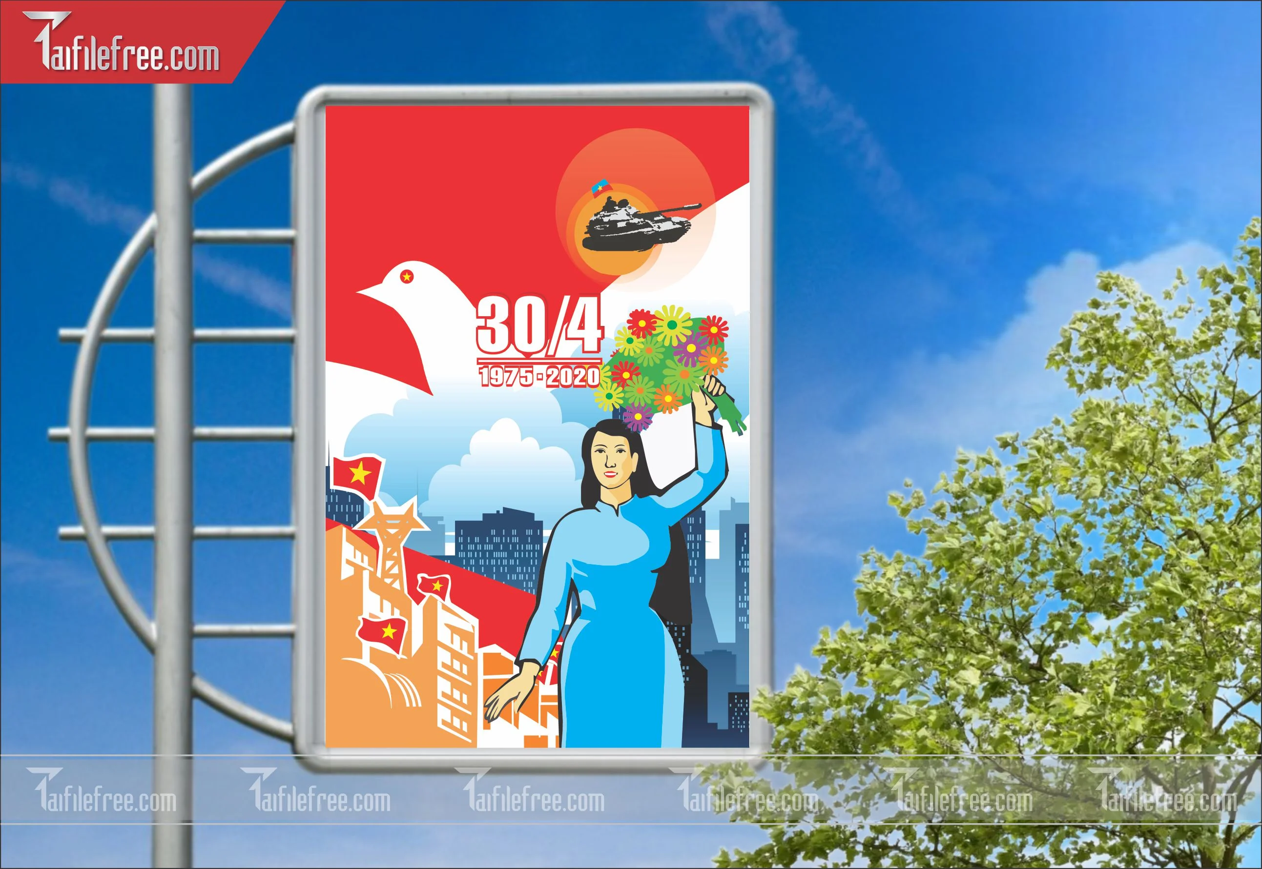 BANNER Trang Trí Giải Phóng Miền Nam 30/4 và Quốc Tế Lao Động 01/5  Vector_GN42