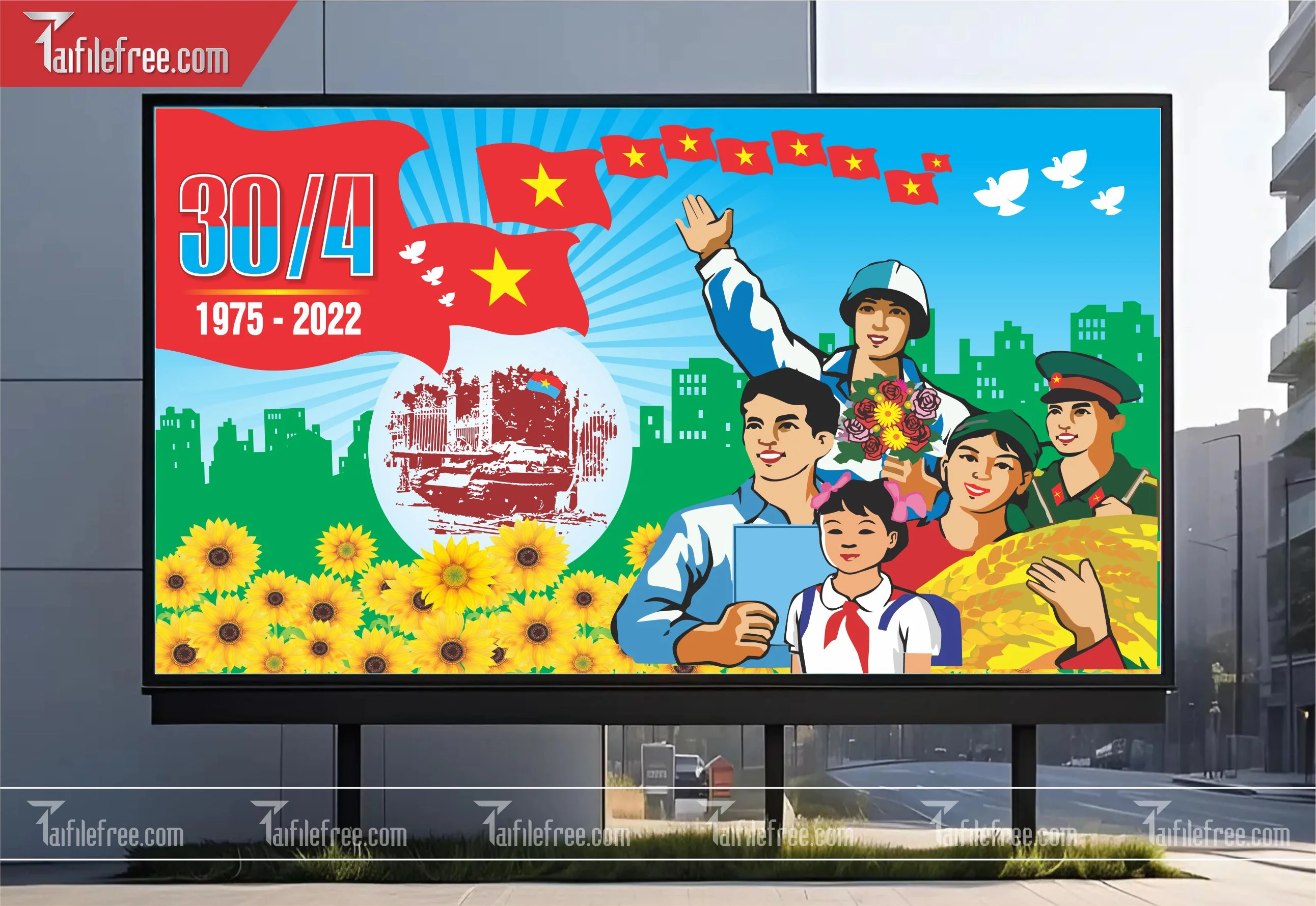 Pano Trang Trí Giải Phóng Miền Nam 30/4 Vector_GN69