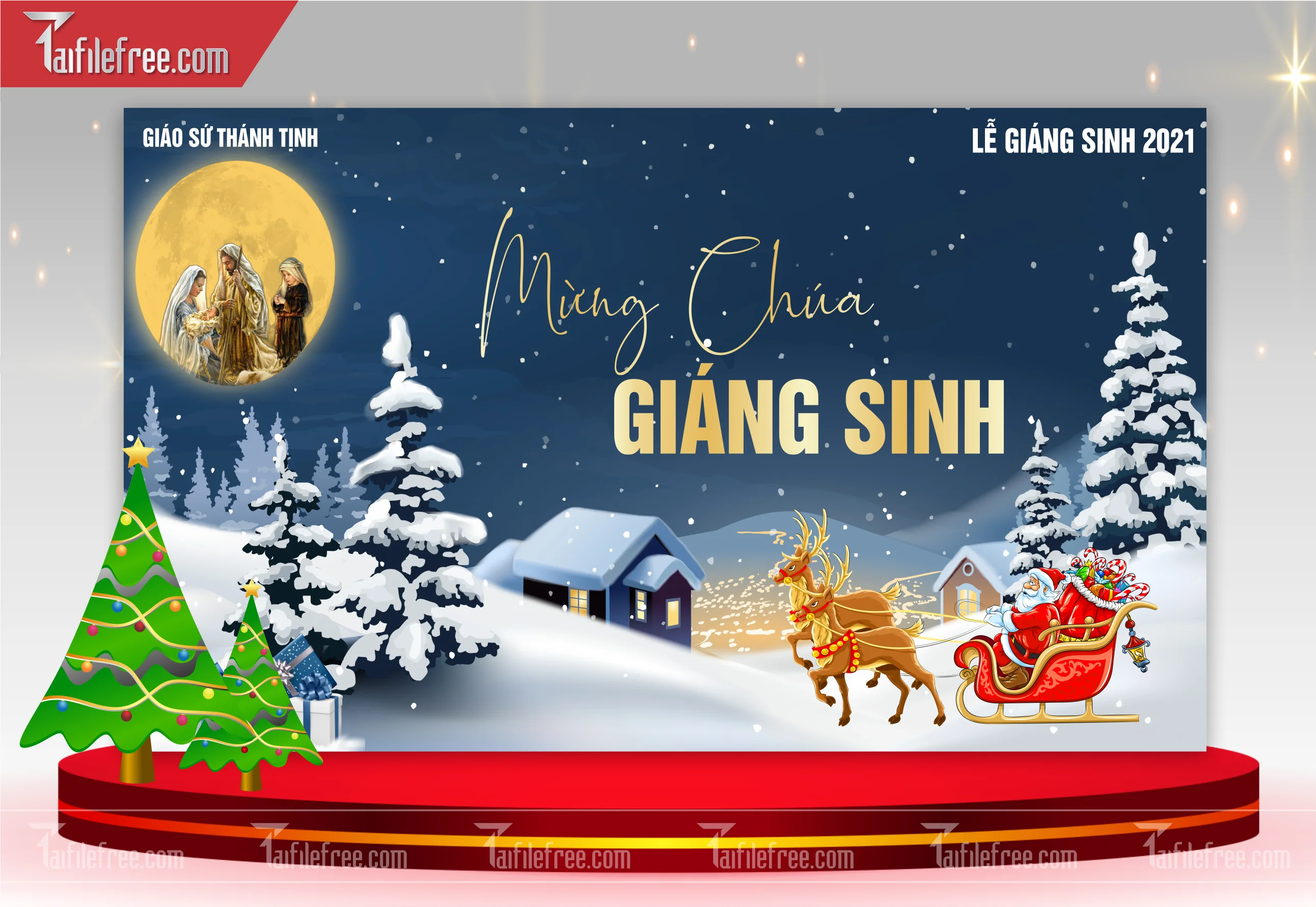 Banner Giáng Sinh - Noel - Backdrop Merry Christmas GS09