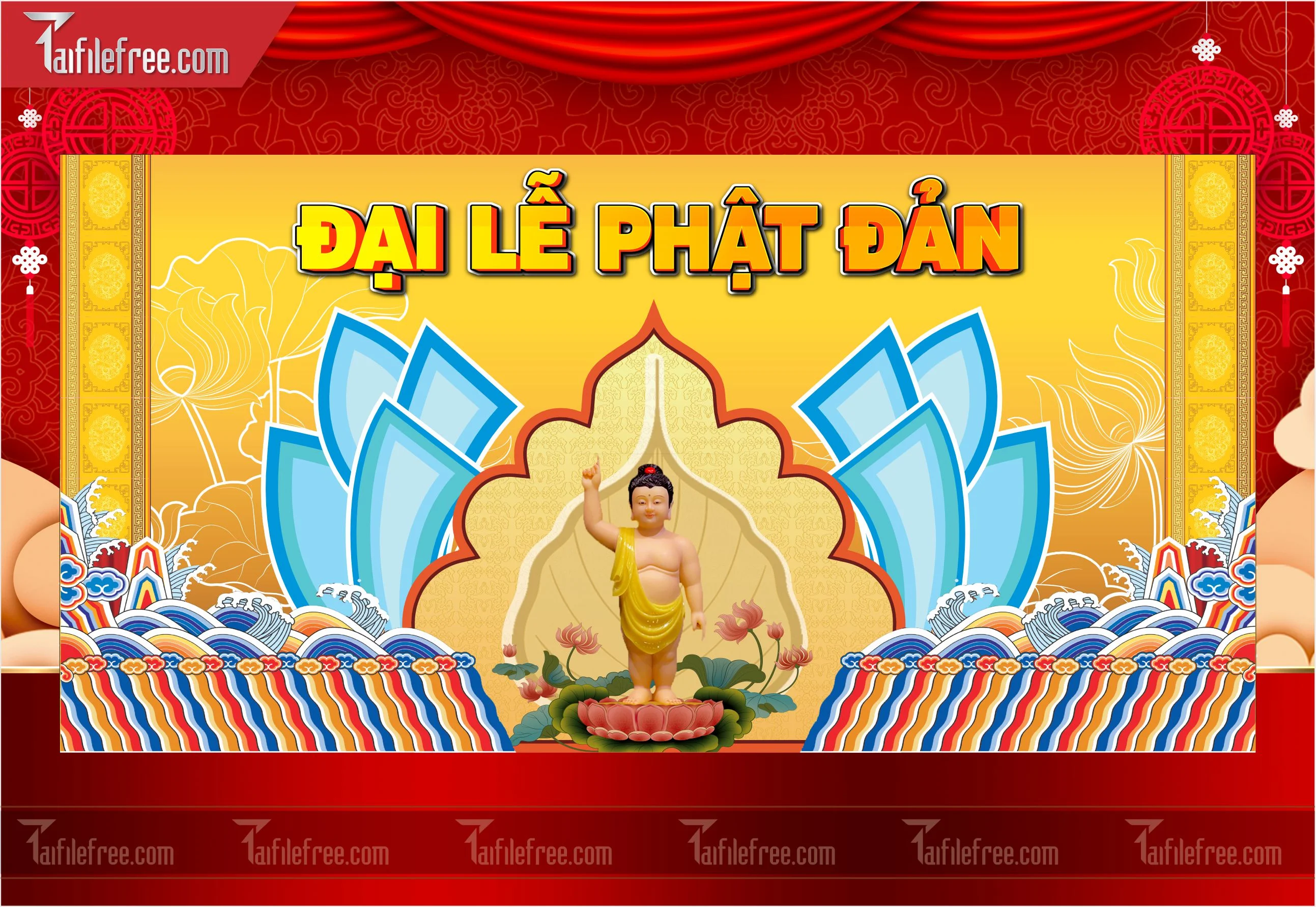 Phông nền sân khấu - Backdrop Trang Trí Mừng Lễ Phật Đản LPD54