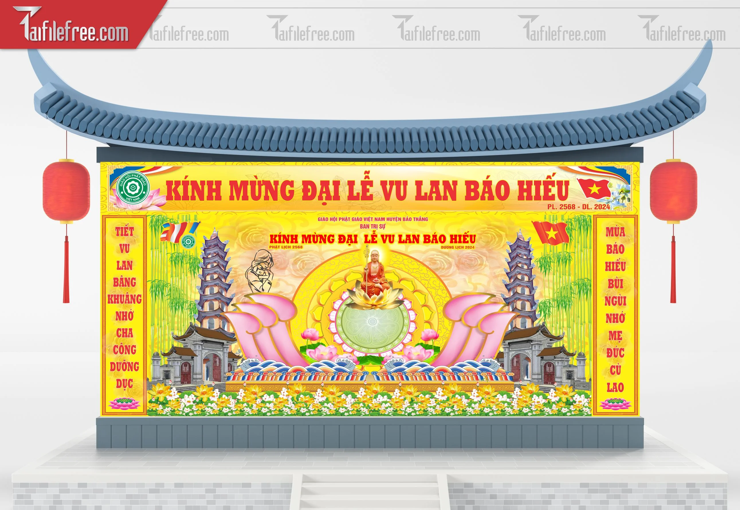 Phông nền sân khấu - Backdrop Trang Trí Mừng Lễ Phật Đản LPD95