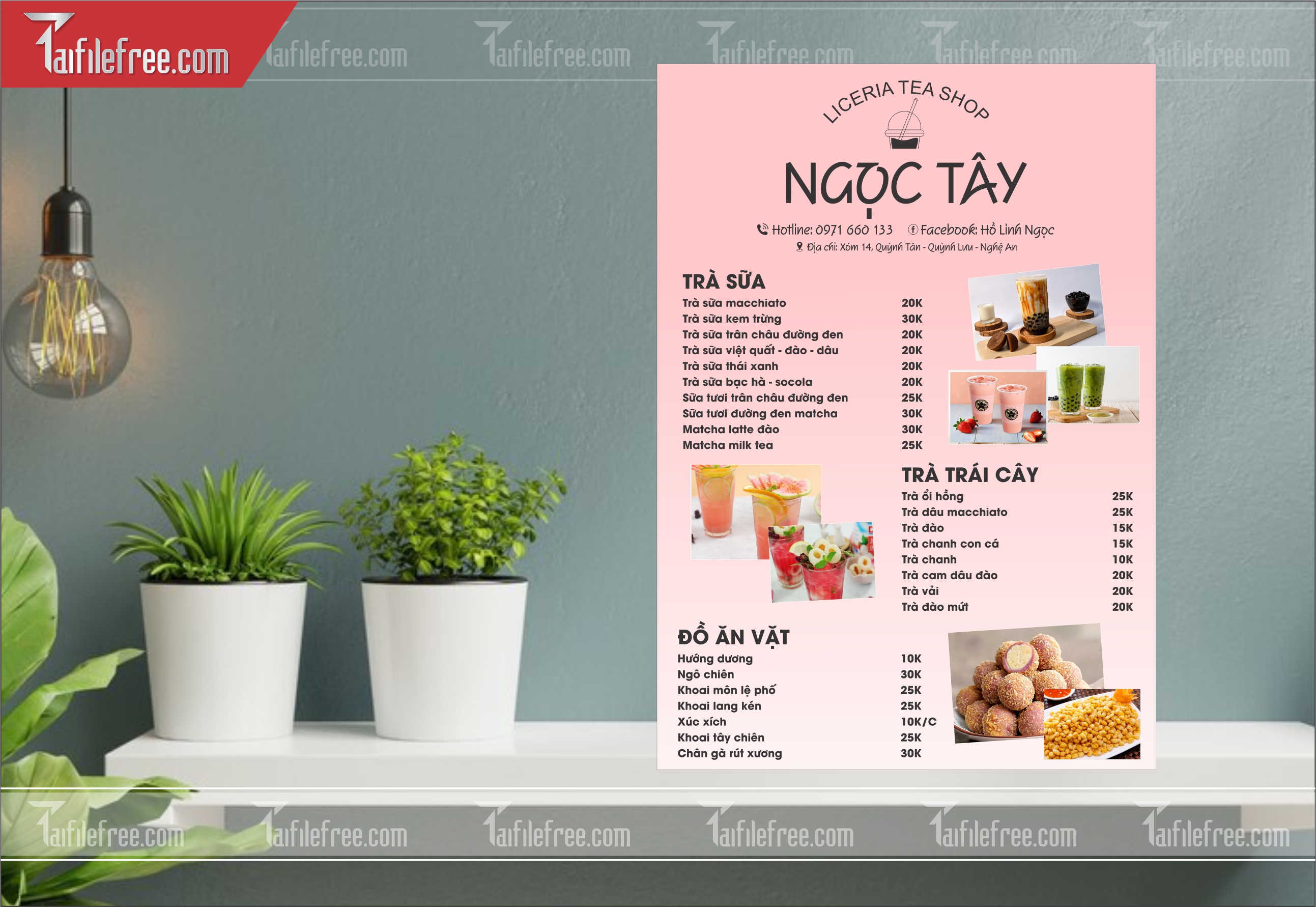 Menu Quán Trà Dâu_M218