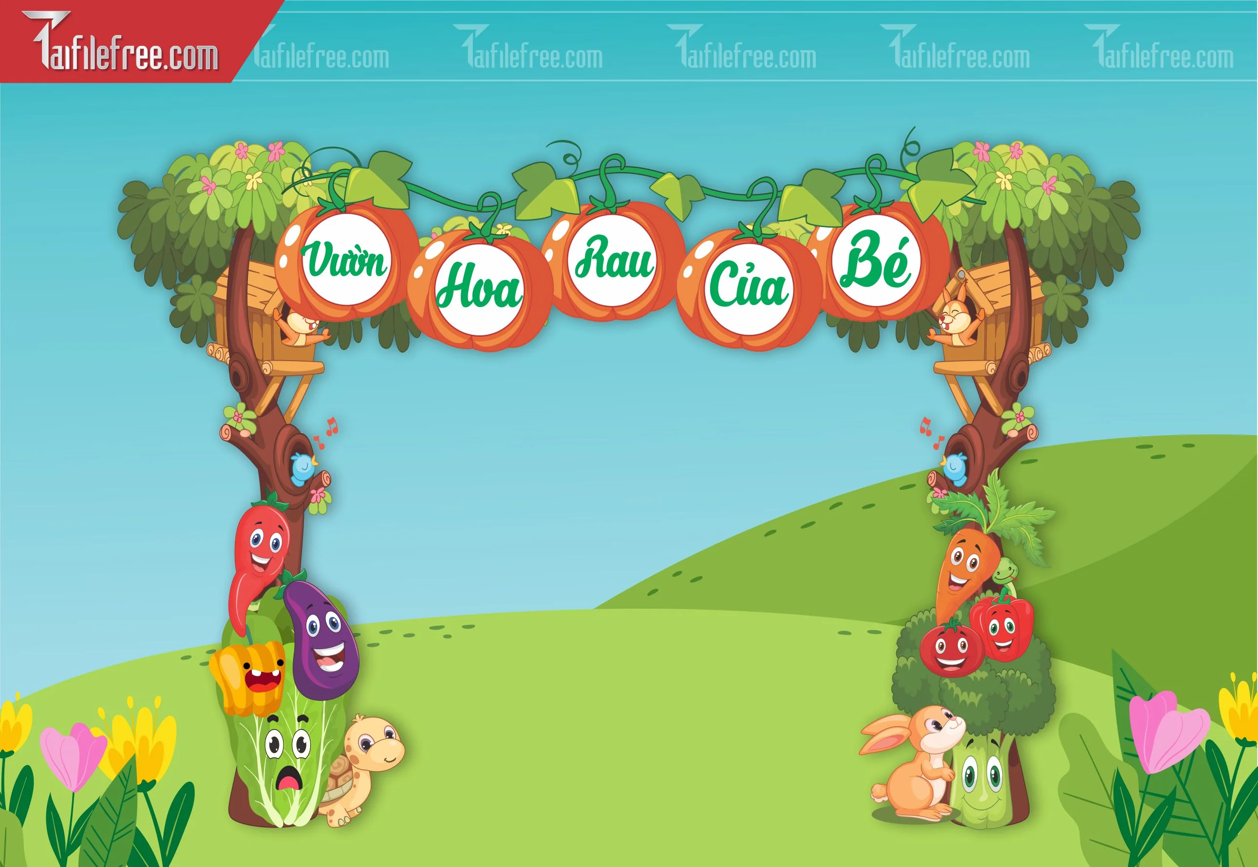 Cổng Vườn Hoa, Rau Của Bé Trang Trí Trường Mầm Non_MN063