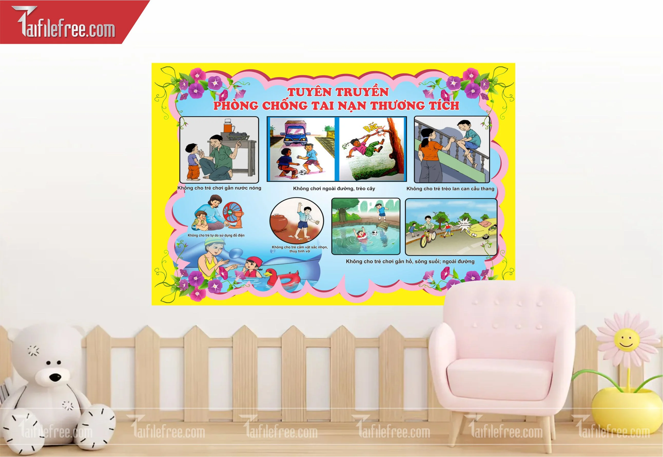 Tranh Mầm Non Chủ đề Phòng Chống Tai Nạn Thương Tích_MN40