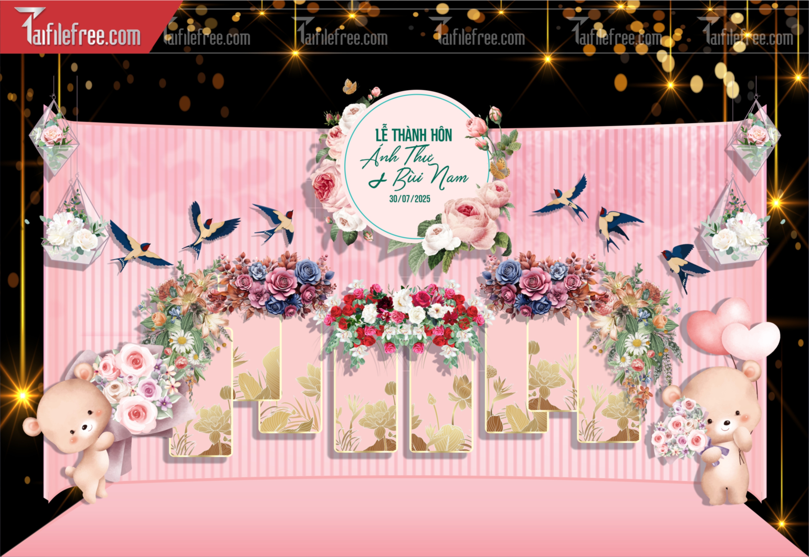 Mẫu Trang Trí Backdrop Đám Cưới Đẹp PDC117