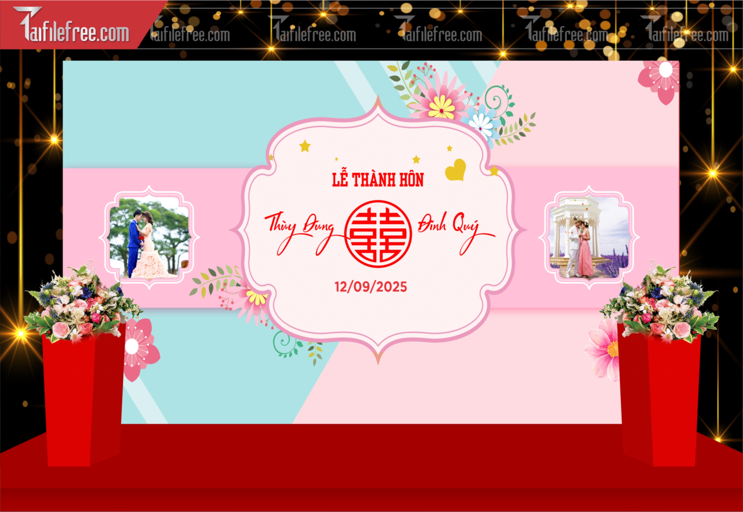 Mẫu Trang Trí Backdrop Đám Cưới Đẹp PDC130