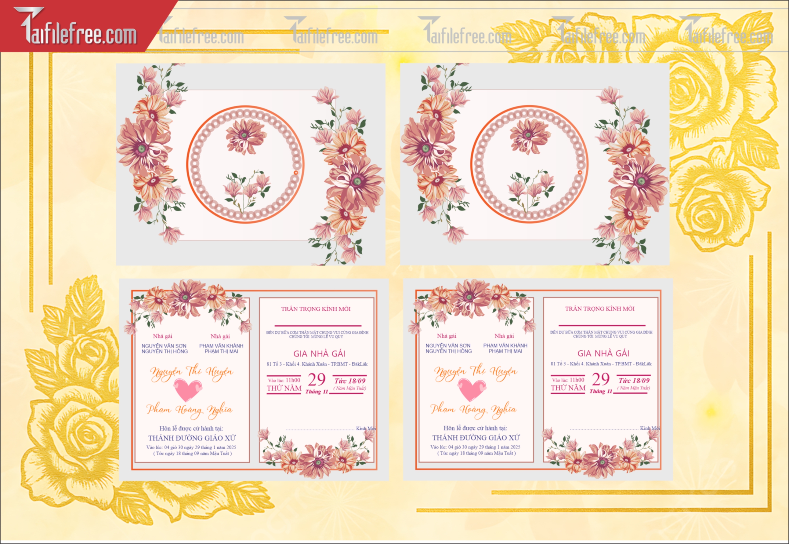 Mẫu Thiệp Cưới Đẹp File Vector_TC131