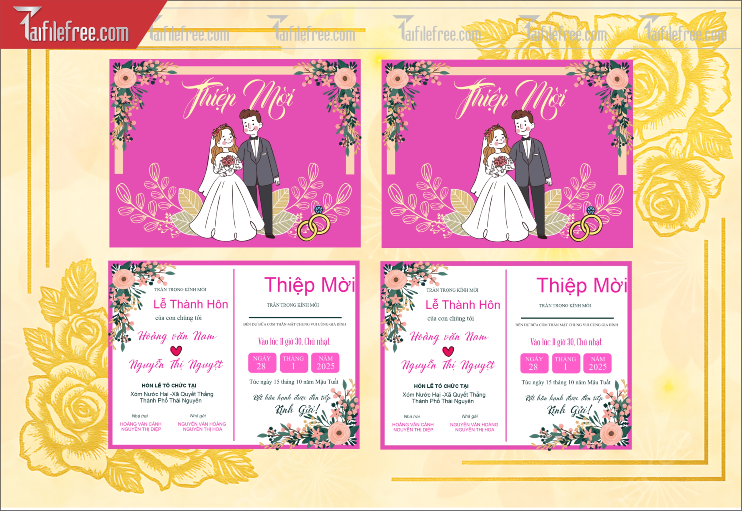 Mẫu Thiệp Cưới Đẹp File Vector_TC134