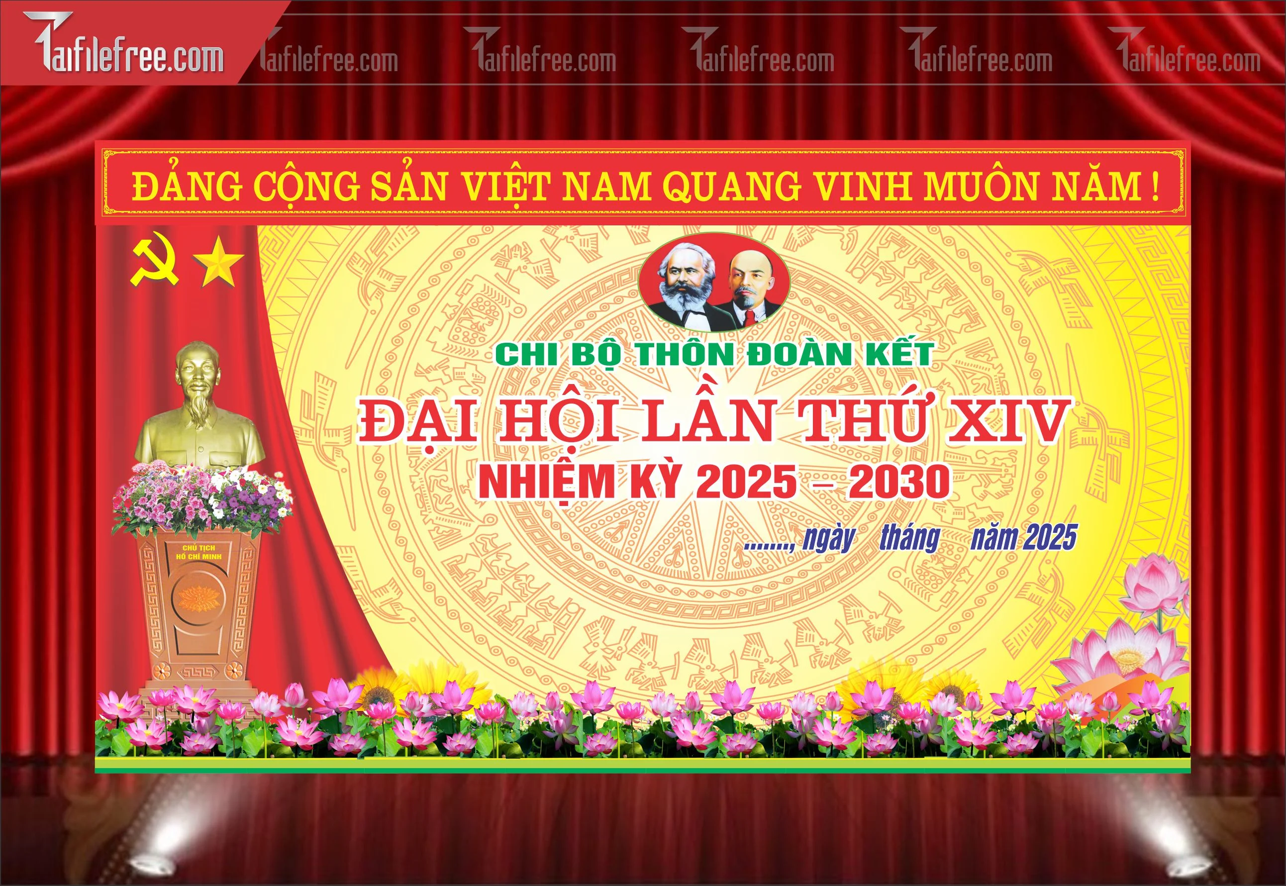 Mẫu Poster/Banner Đại Hội Đảng Bộ_TD107