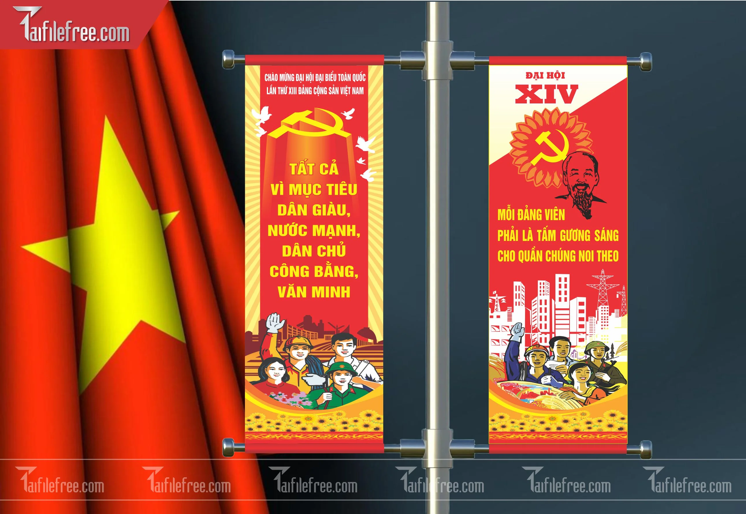 Phướn Dọc Chào Mừng Đại Hội Đảng Bộ_TD130