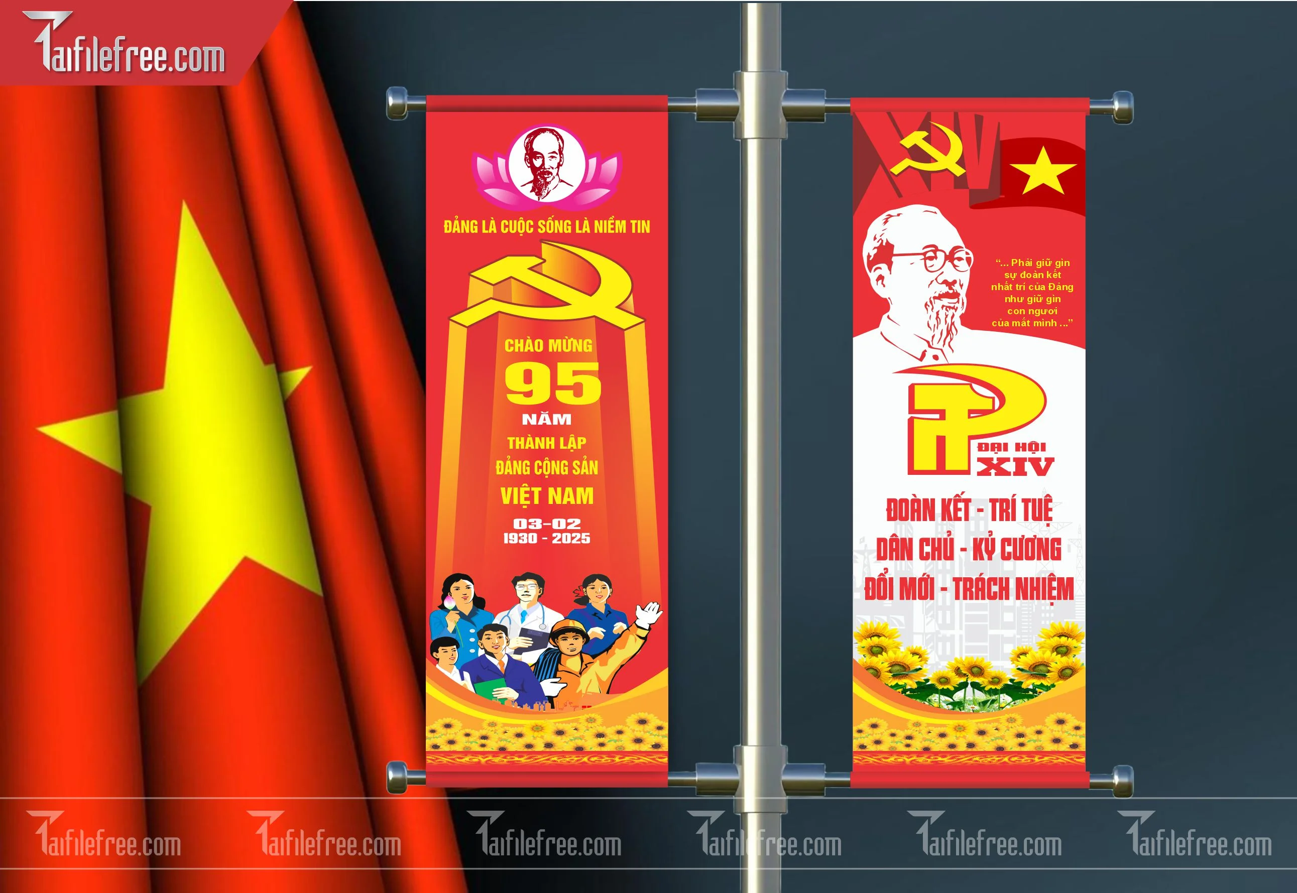 Phướn Dọc Chào Mừng Đại Hội Đảng Bộ_TD131