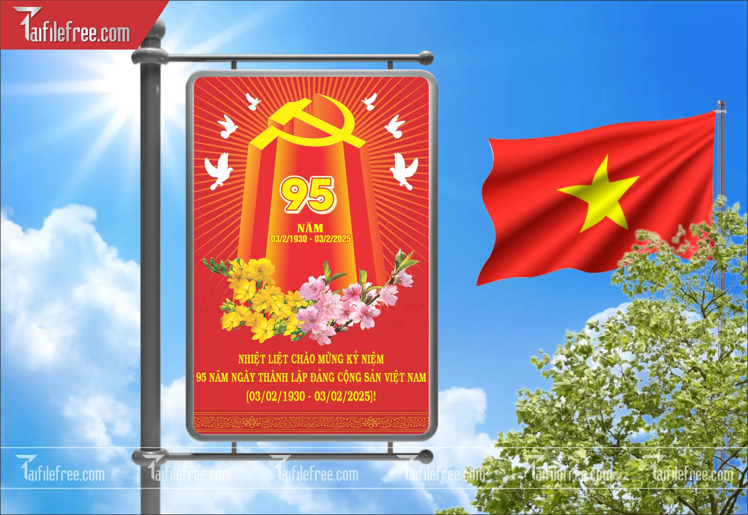 Mẫu Poster/Banner Chào Mừng Ngày Thành Lập Đảng_TD139