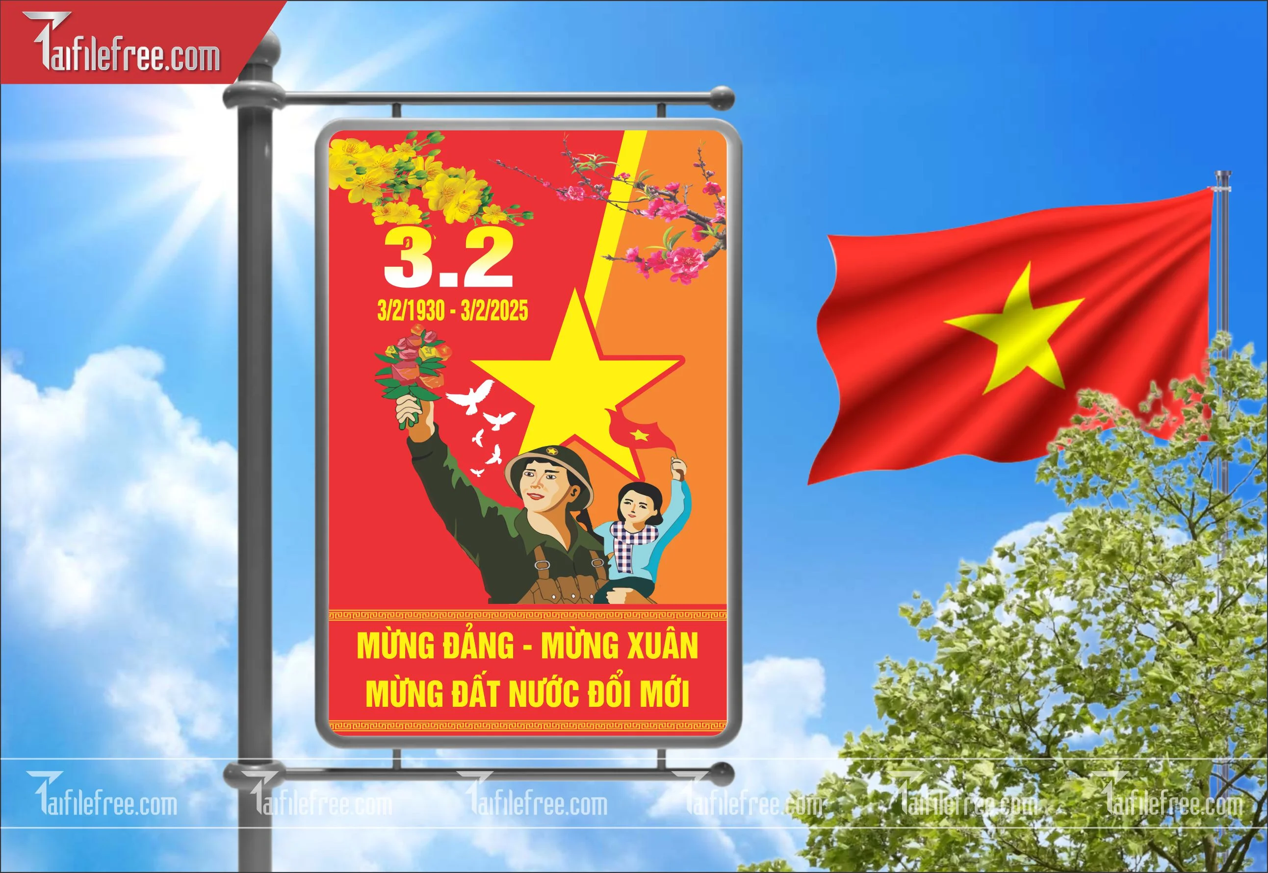 Mẫu Poster/Banner Chào Mừng Ngày Thành Lập Đảng_TD141