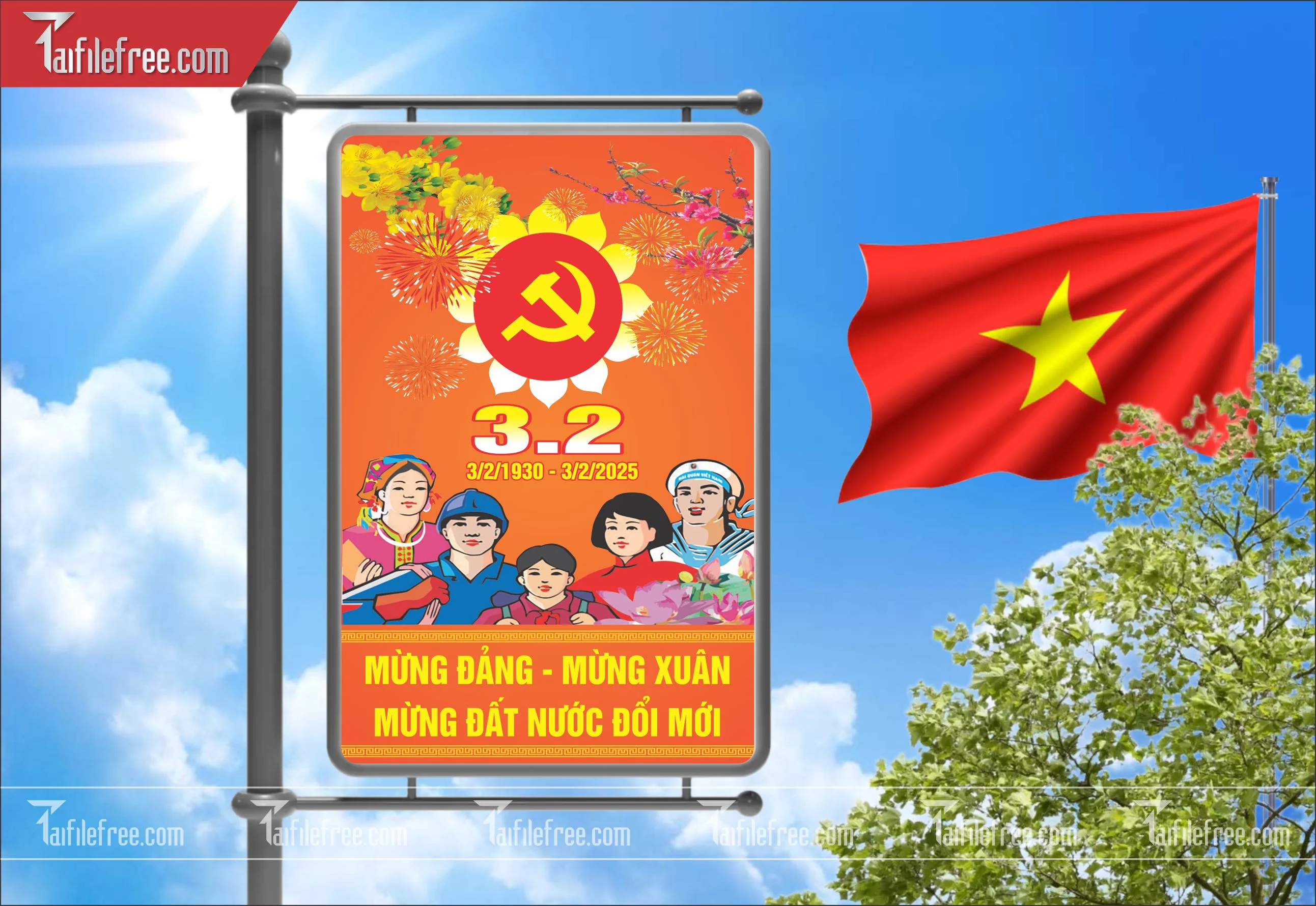 Mẫu Poster/Banner Chào Mừng Ngày Thành Lập Đảng_TD143
