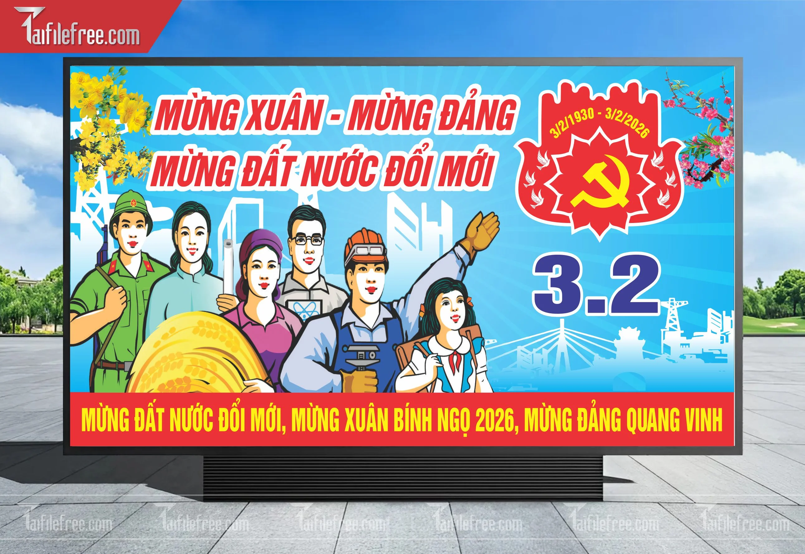 Mẫu Poster/Banner Chào Mừng Ngày Thành Lập Đảng_TD176