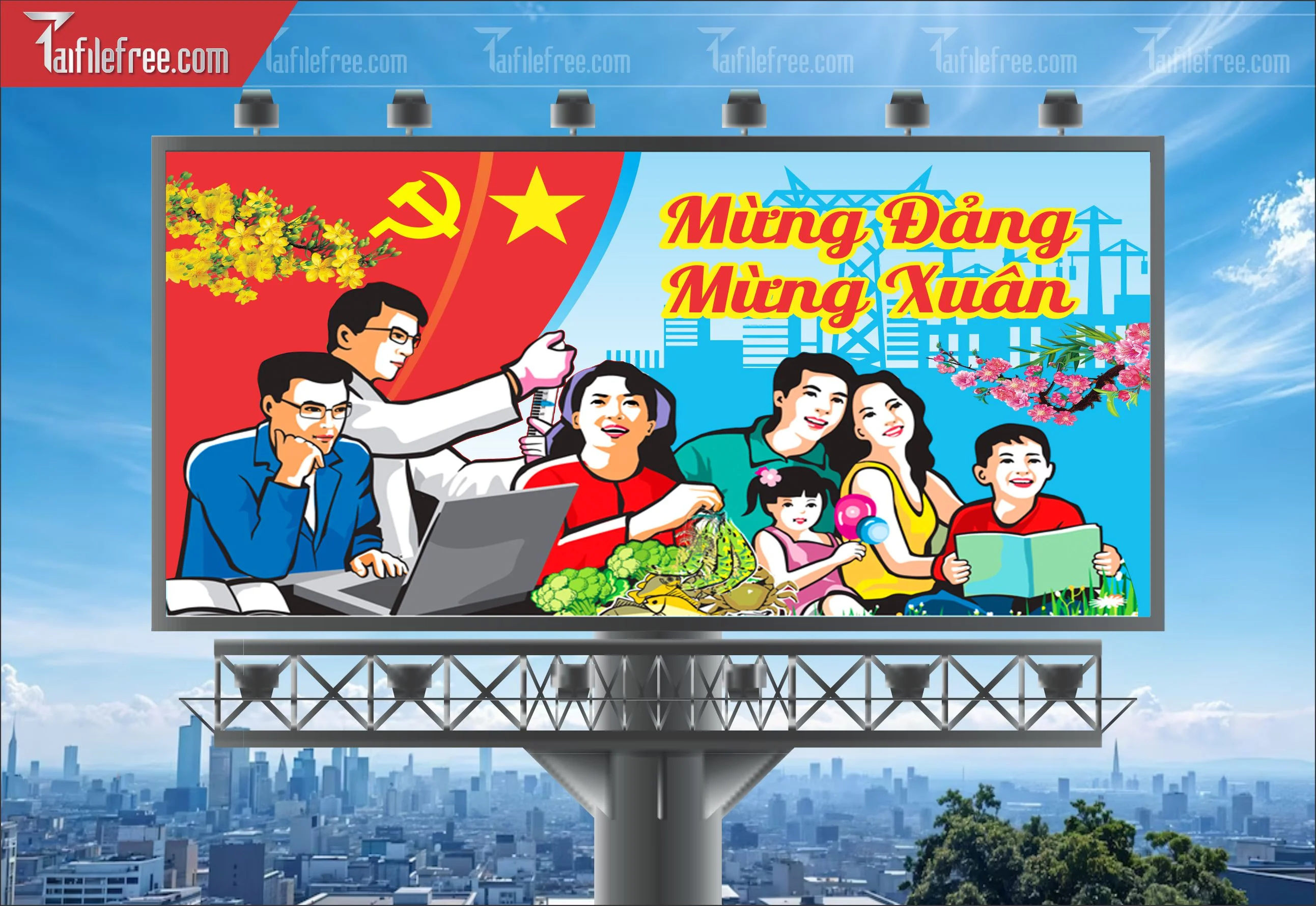 Mẫu Poster/Banner Mừng Đảng Mừng Xuân_TD195
