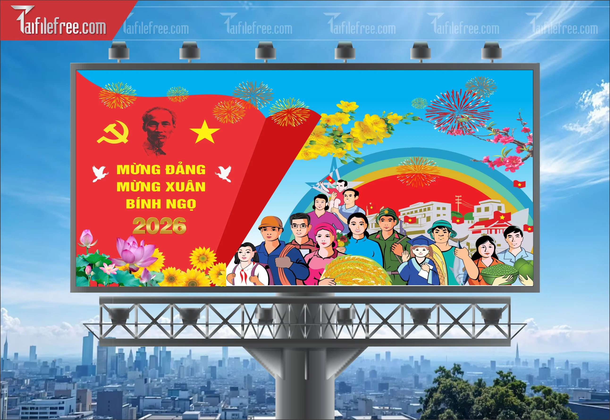 Mẫu Poster/Banner Mừng Đảng Mừng Xuân_TD204