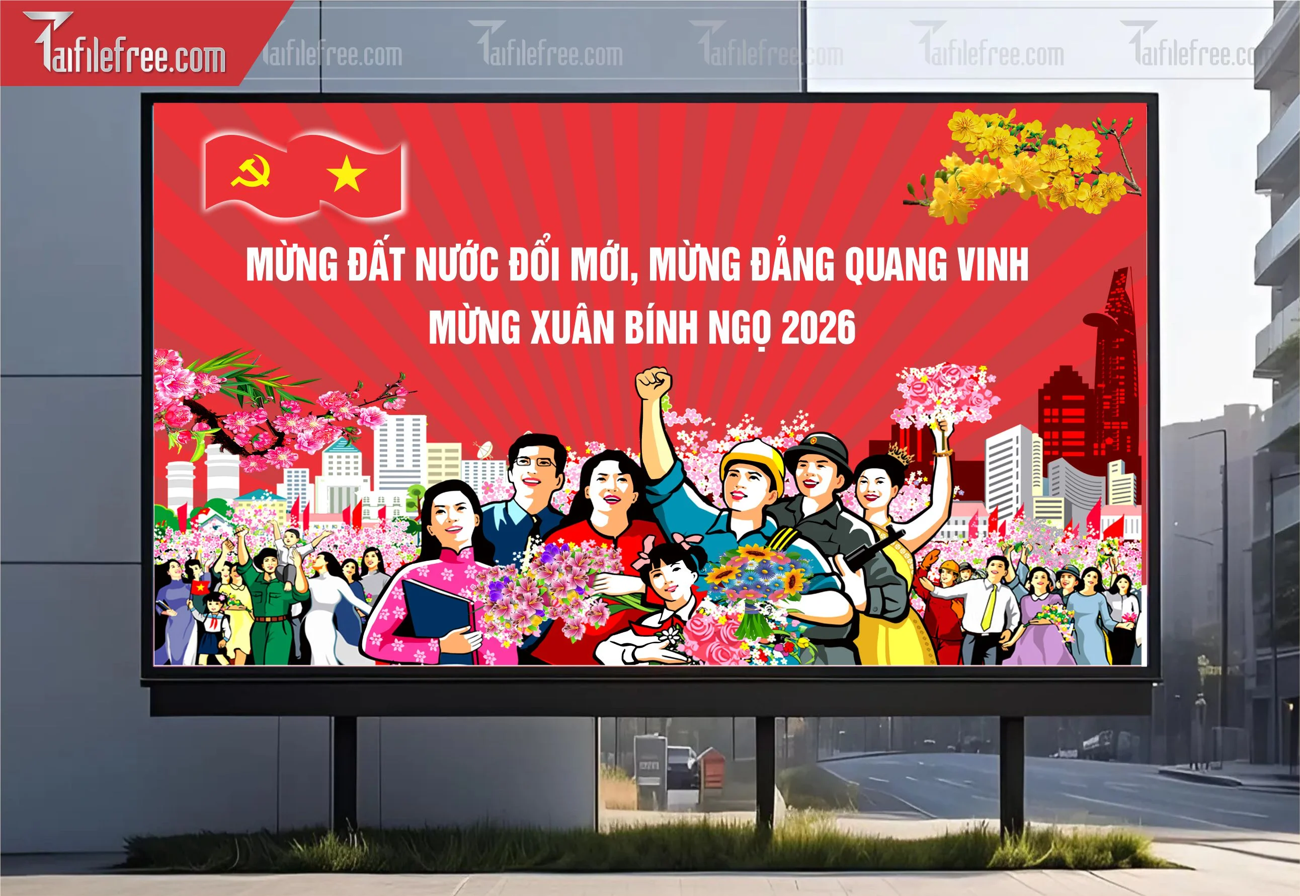 Mẫu Poster/Banner Mừng Đảng Mừng Xuân_TD206