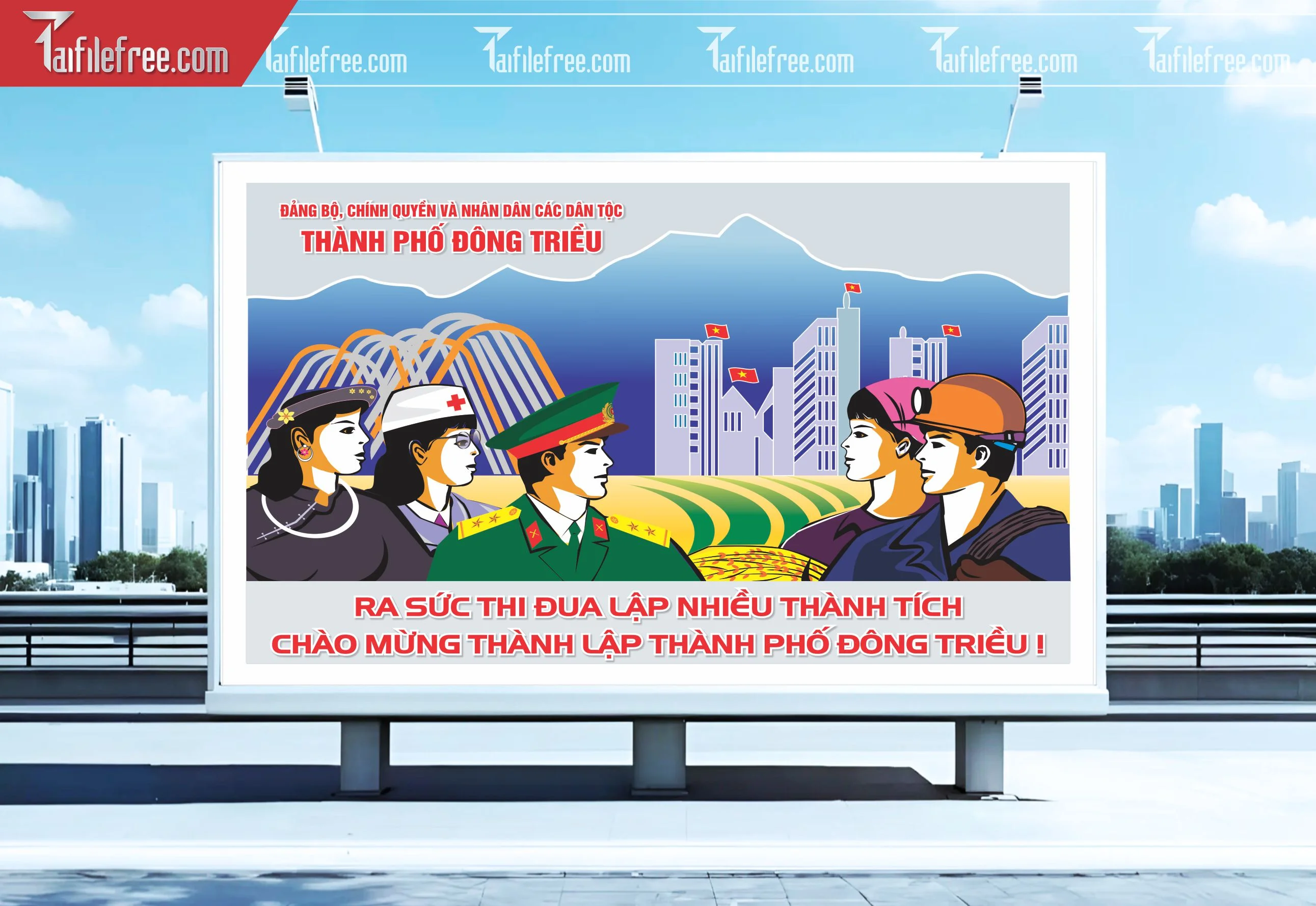 Poster Cổ Động Chào Mừng Thành Lập Thành Phố__TD225