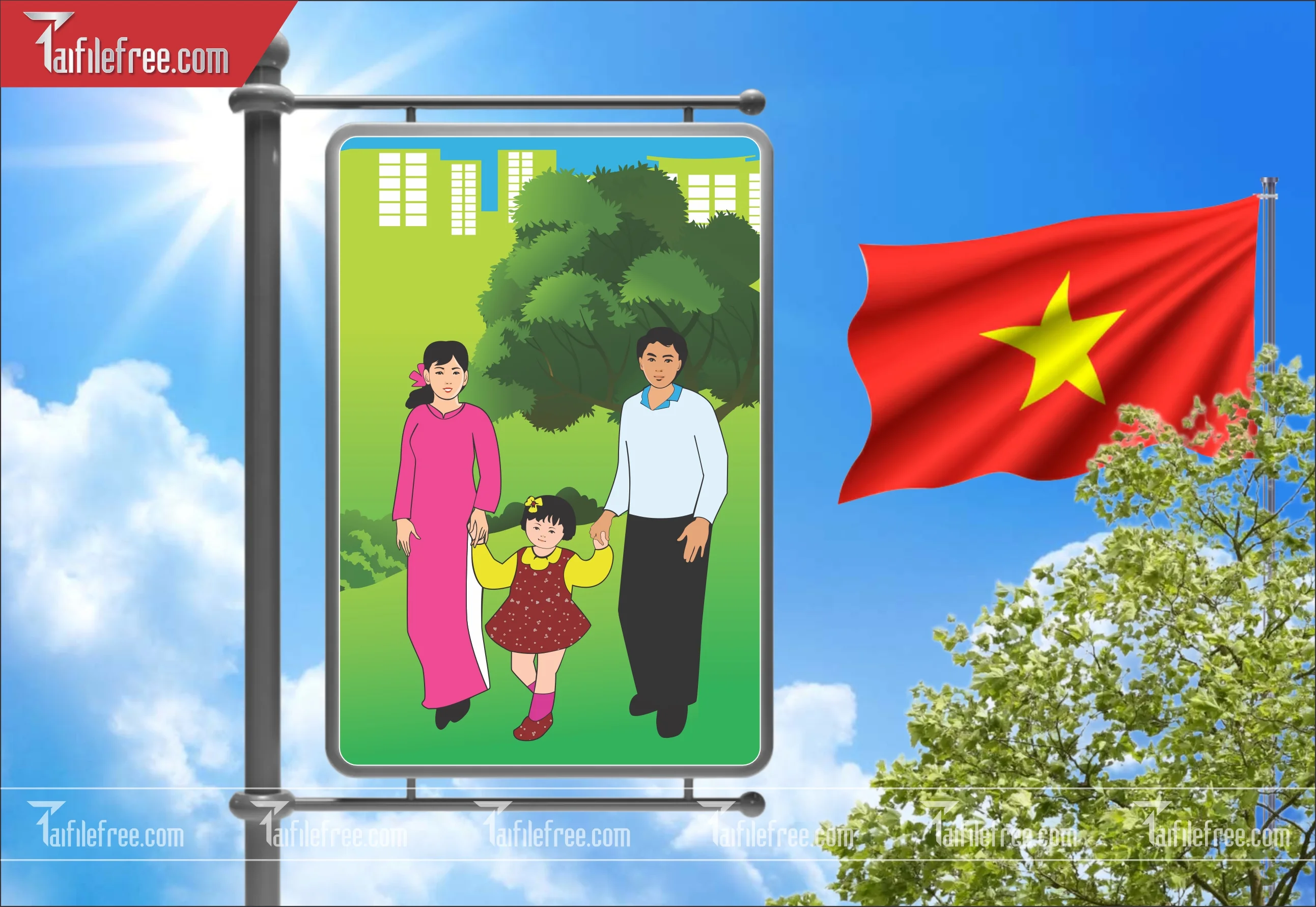 Baner Tuyên Truyền Ngày Gia Đình Việt Nam, Dân Số Kế Hoạch Hóa Gia Đình_TGD17