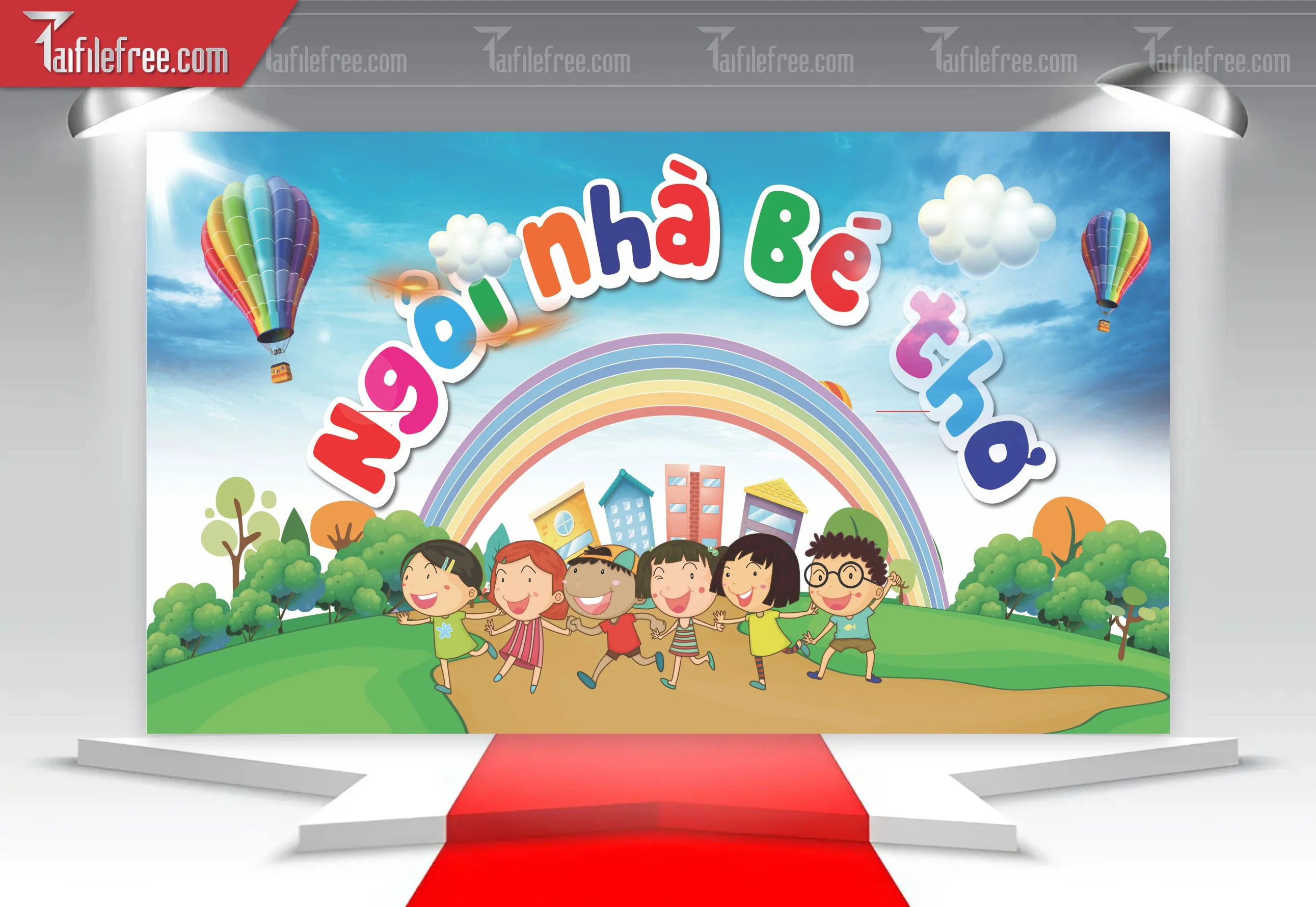 Backdrop Phông Ngôi Nhà Bé Thơ Mừng Ngày Quốc Tế Thiếu Nhi_TNV82