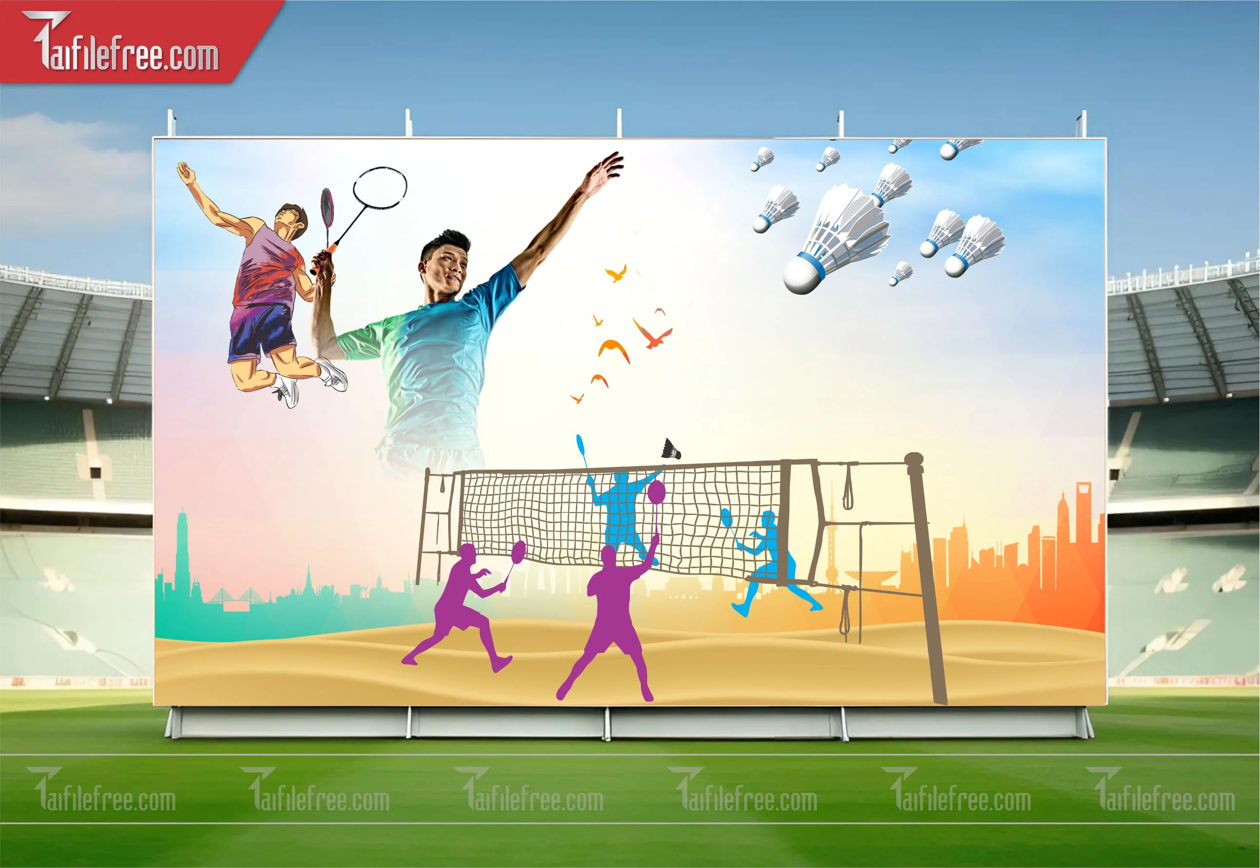 Mẫu Background Thể Thao Cầu Lông Năng Động Ấn Tượng TTK21
