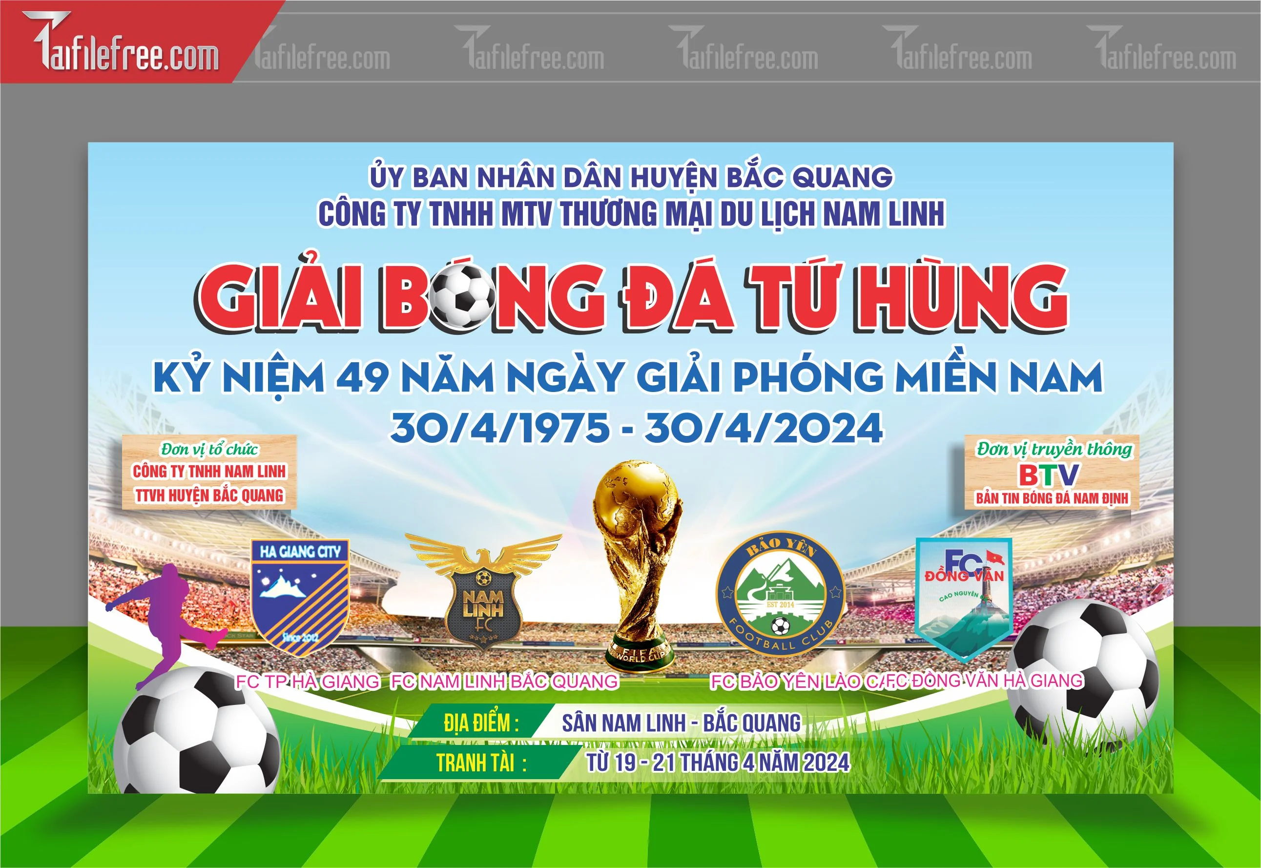 Mẫu Background Thể Thao Bóng Đá Tứ Hùng Động Ấn Tượng TTK48