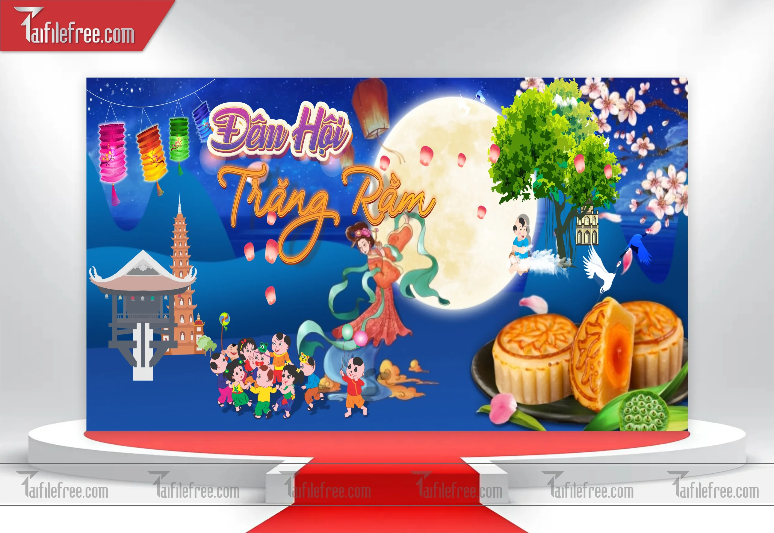 Mẫu Backdrop Trung Thu Đẹp Mắt Sáng Tạo_TTV35