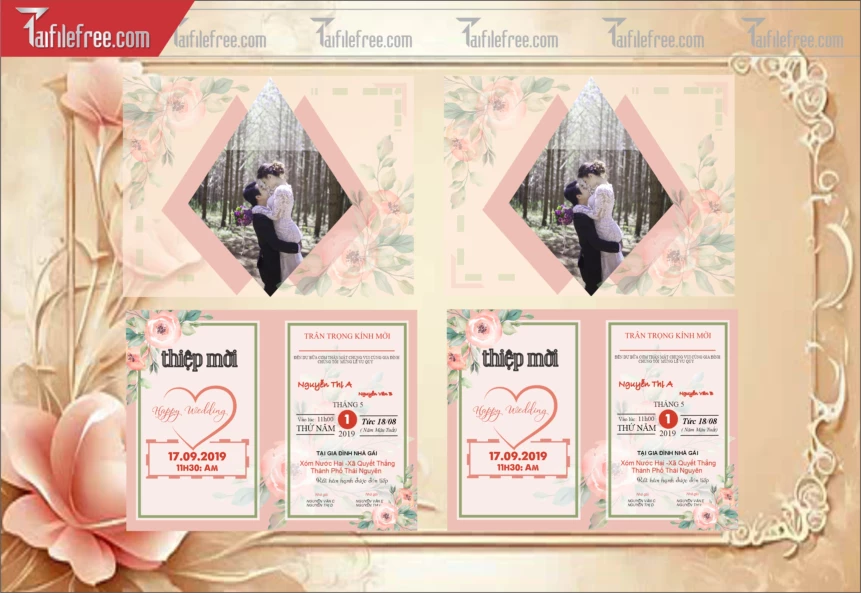 Mẫu Thiệp Cưới Đẹp File Vector_TC132