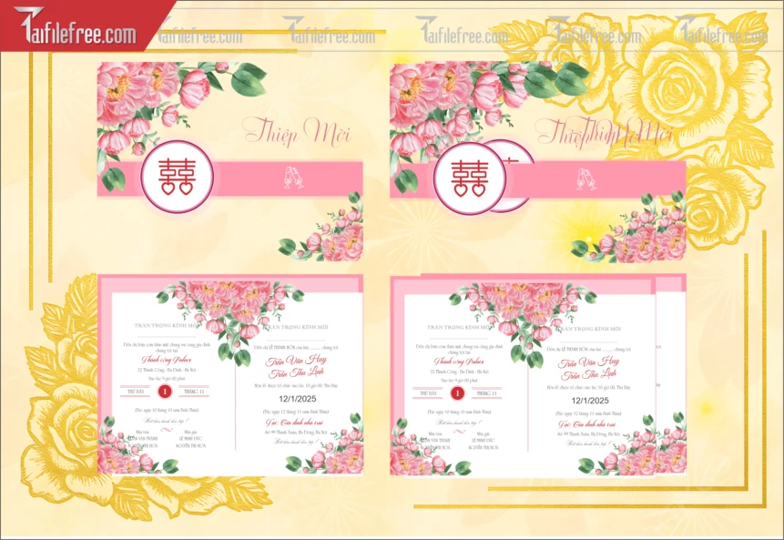 Mẫu Thiệp Cưới Đẹp File Vector_TC135