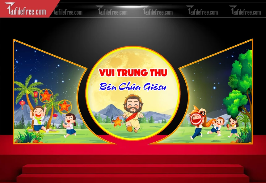Mẫu Backdrop Trung Thu Công Giáo Đẹp Mắt Sáng Tạo_TTV139