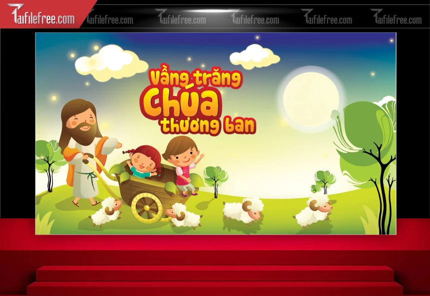 Mẫu Backdrop Trung Thu Công Giáo Đẹp Mắt Sáng Tạo_TTV146