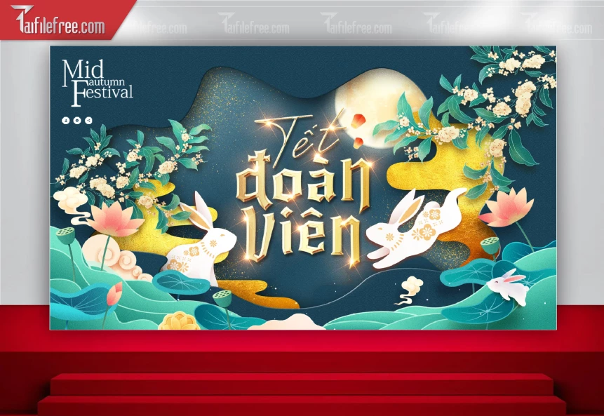 Mẫu Backdrop Trung Thu Tết Đoàn Viên Đẹp Mắt Sáng Tạo_TTV148