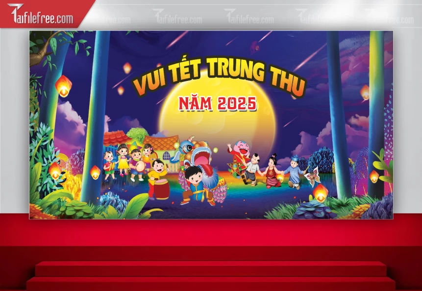 Mẫu Backdrop, Banner Trung Thu Đẹp Mắt Sáng Tạo_TTV152
